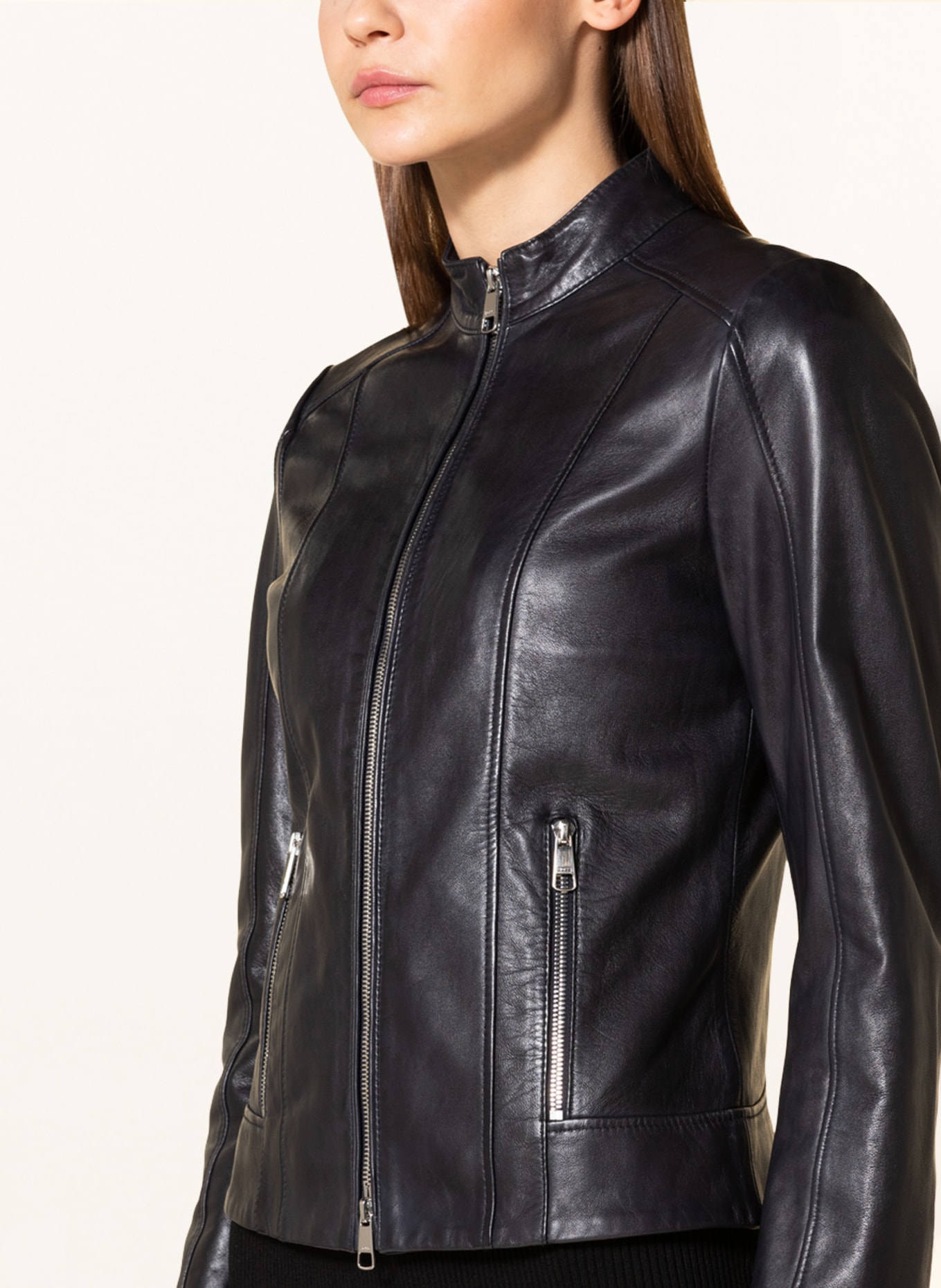 BOSS Leather jacket SABELLA, Color: BLACK (Image 4)