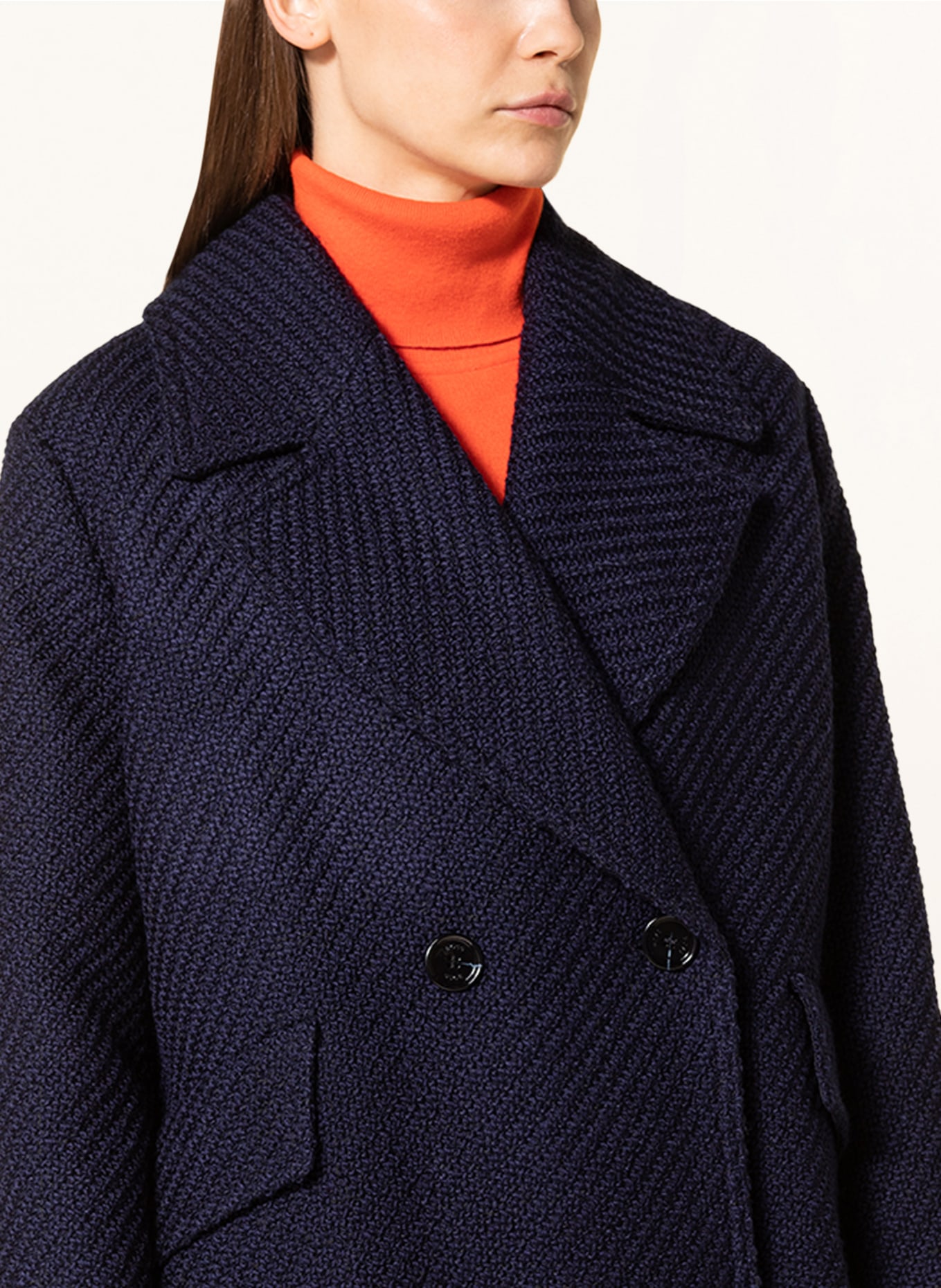 BOSS Pea coat CABAN in knit fabric, Color: DARK BLUE (Image 4)