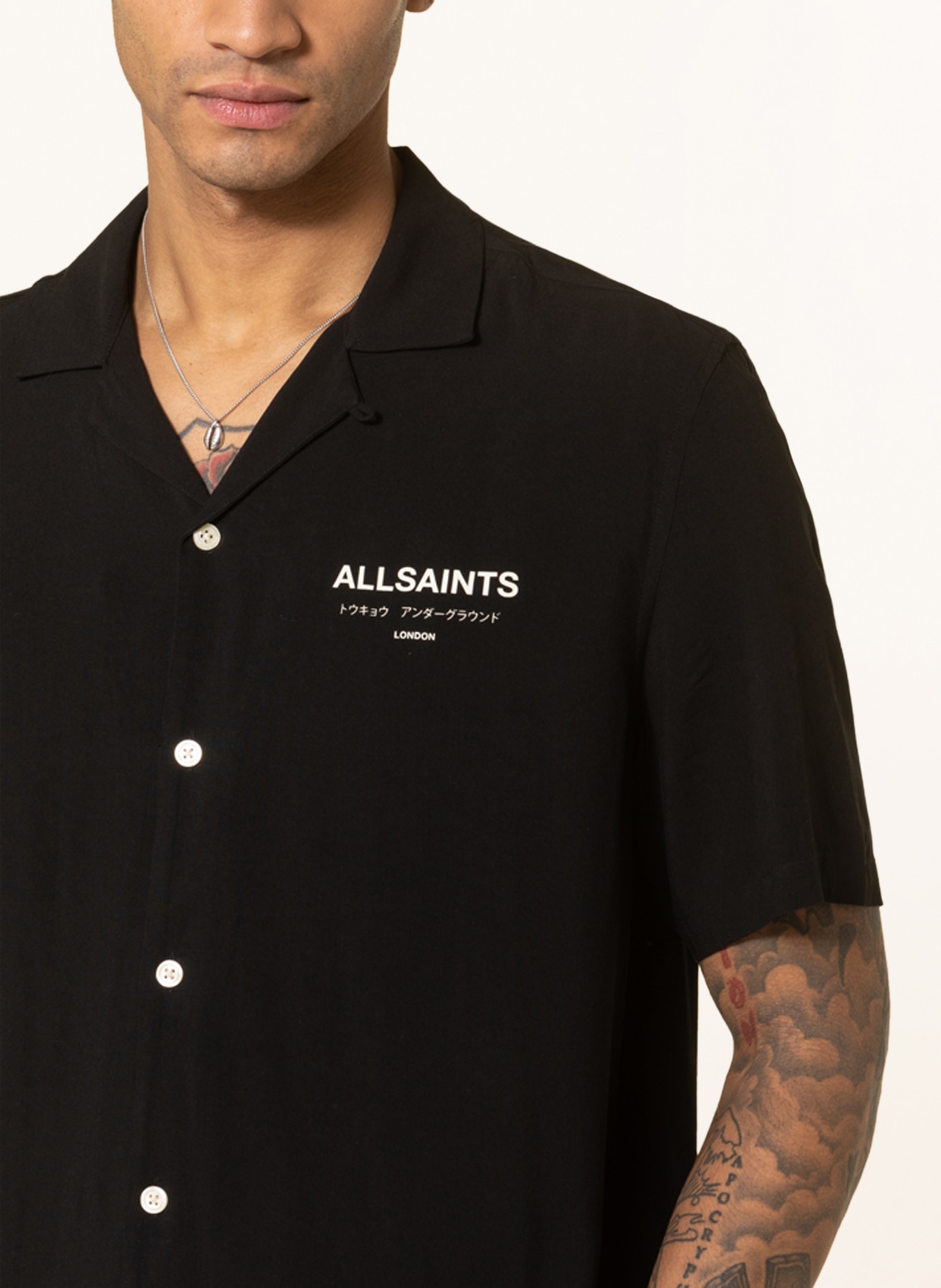 ALLSAINTS Resort shirt UNDERGROUND relaxed fit, Color: BLACK/ WHITE (Image 4)