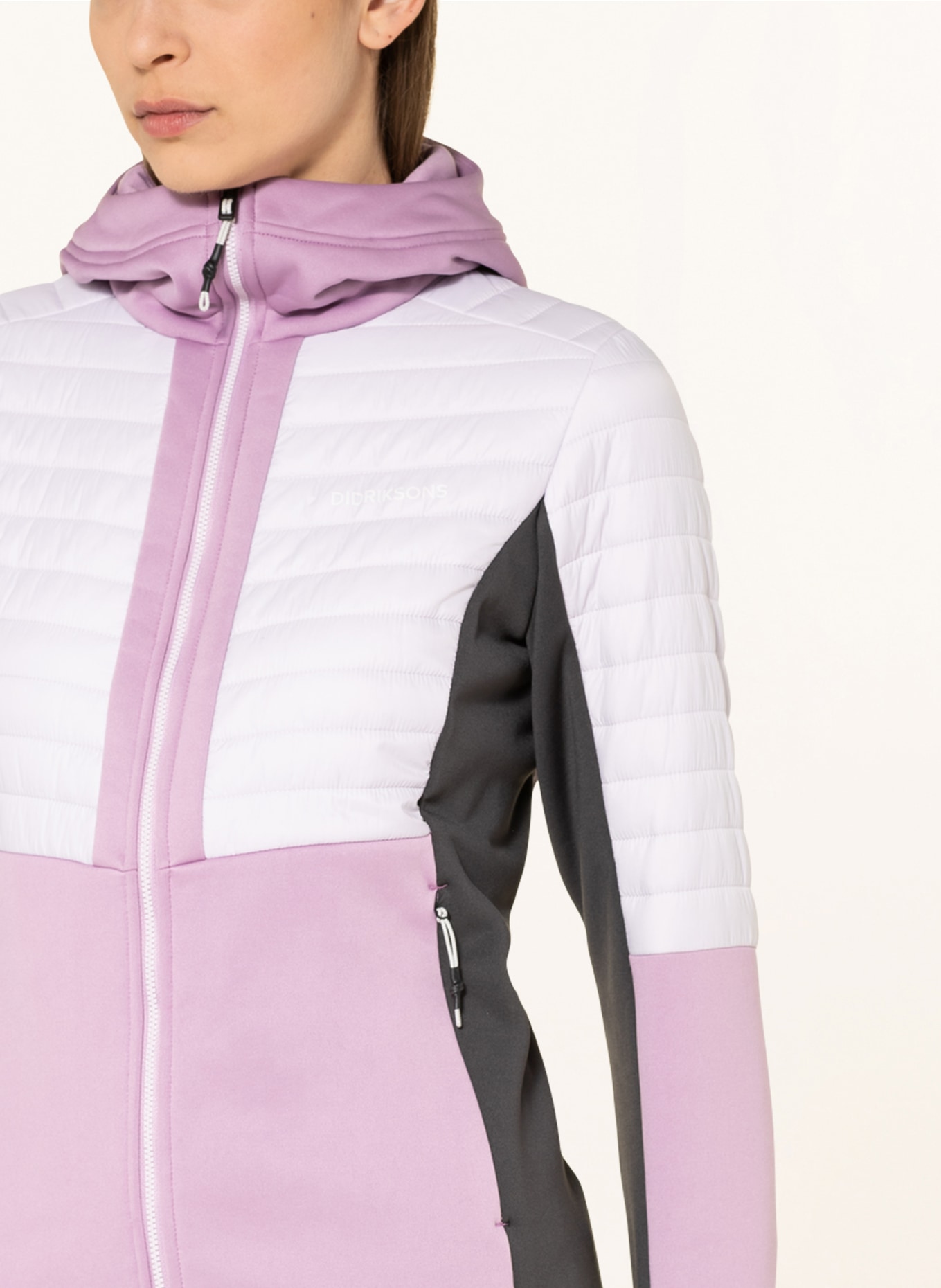 DIDRIKSONS Hybrid quilted jacket ANNEMA, Color: LIGHT PURPLE/ WHITE/ DARK GRAY (Image 5)