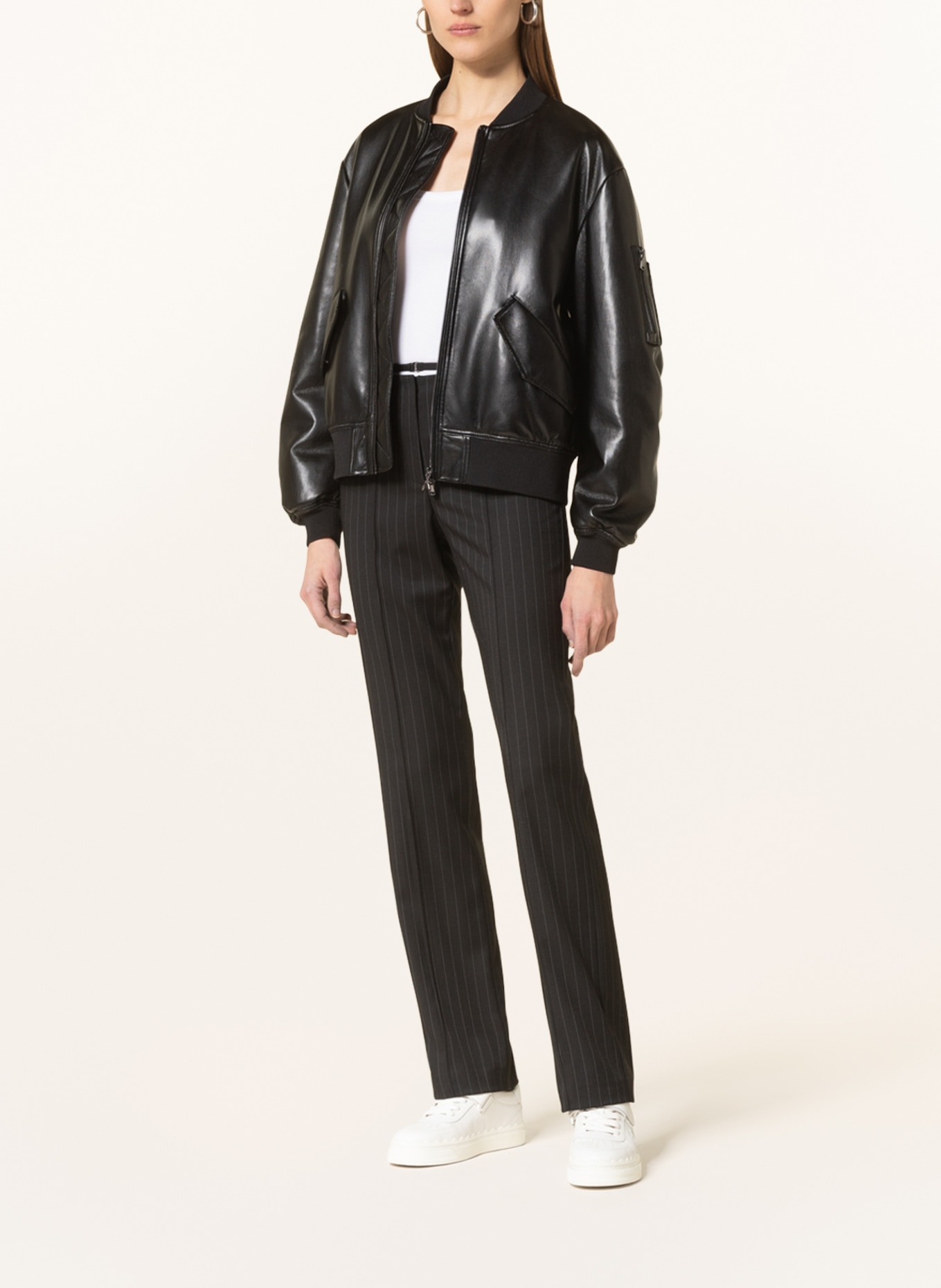 PATRIZIA PEPE Bomber jacket in leather look, Color: BLACK (Image 2)