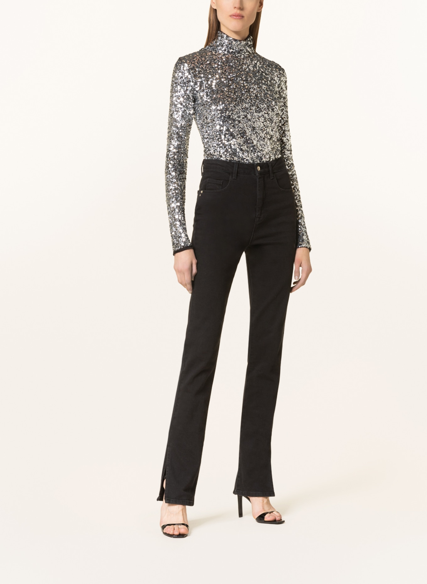 PATRIZIA PEPE Long sleeve shirt with sequins, Color: SILVER (Image 2)