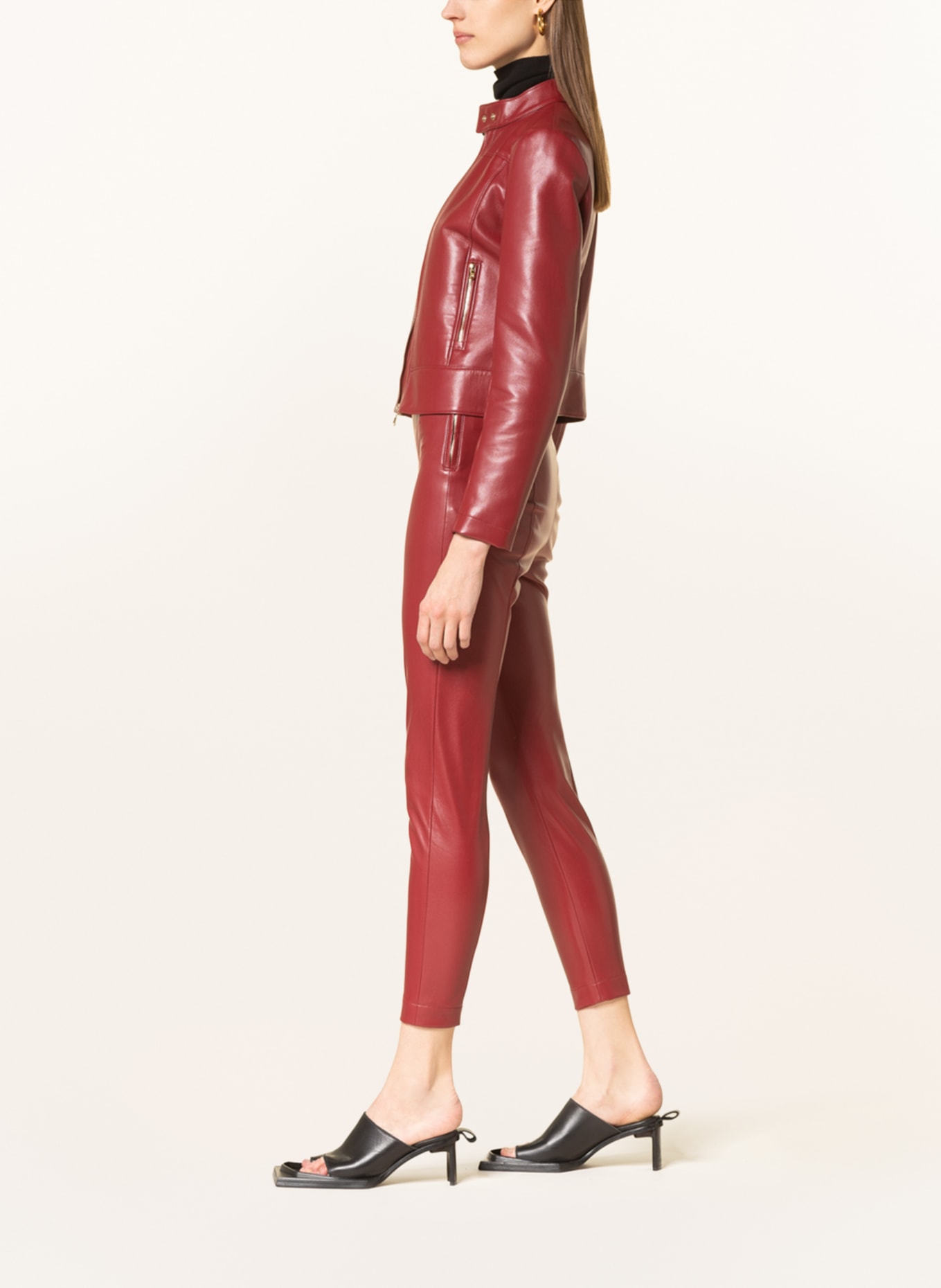 PATRIZIA PEPE Pants in leather look, Color: DARK RED (Image 4)