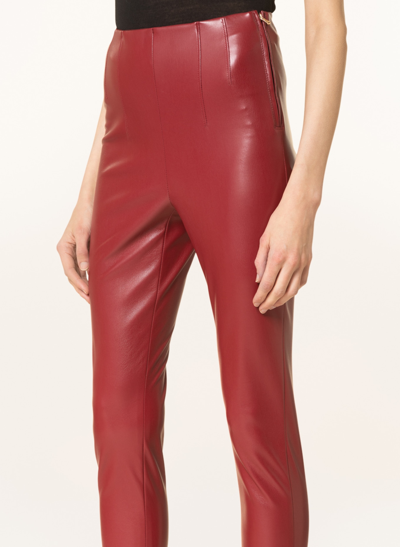 Plus Size Faux Leather Flare Pants - Red