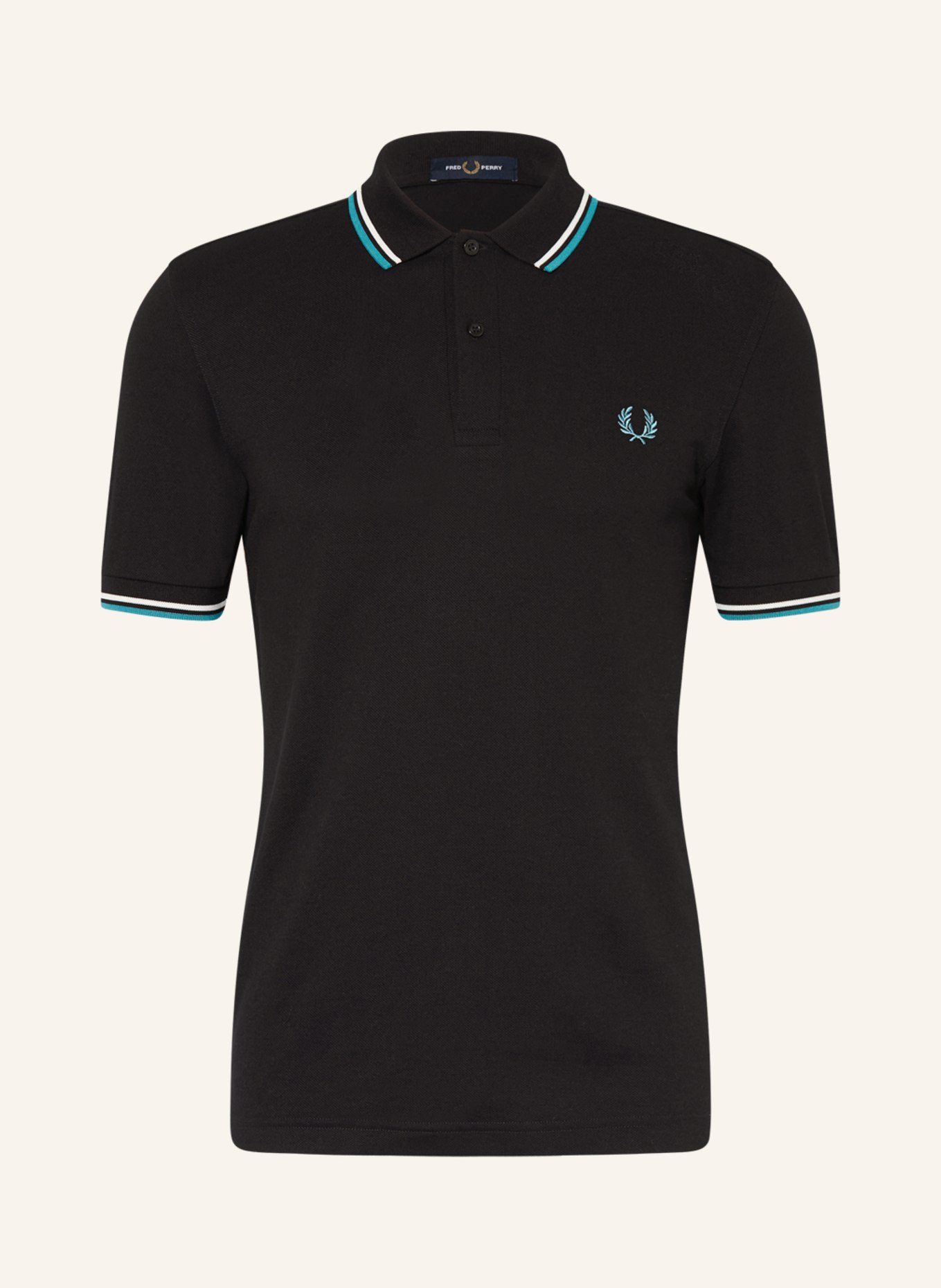 FRED PERRY Piqué-Poloshirt, Farbe: SCHWARZ/ MINT (Bild 1)