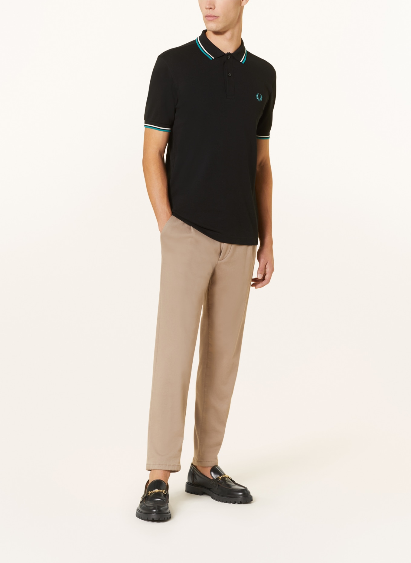 FRED PERRY Piqué-Poloshirt, Farbe: SCHWARZ/ MINT (Bild 2)