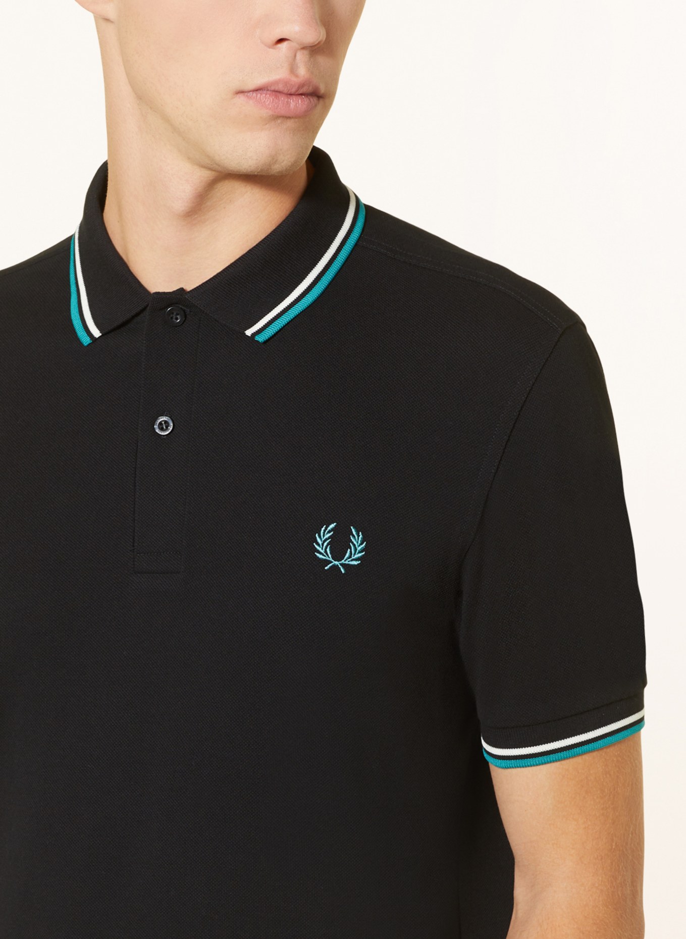 FRED PERRY Piqué-Poloshirt, Farbe: SCHWARZ/ MINT (Bild 4)