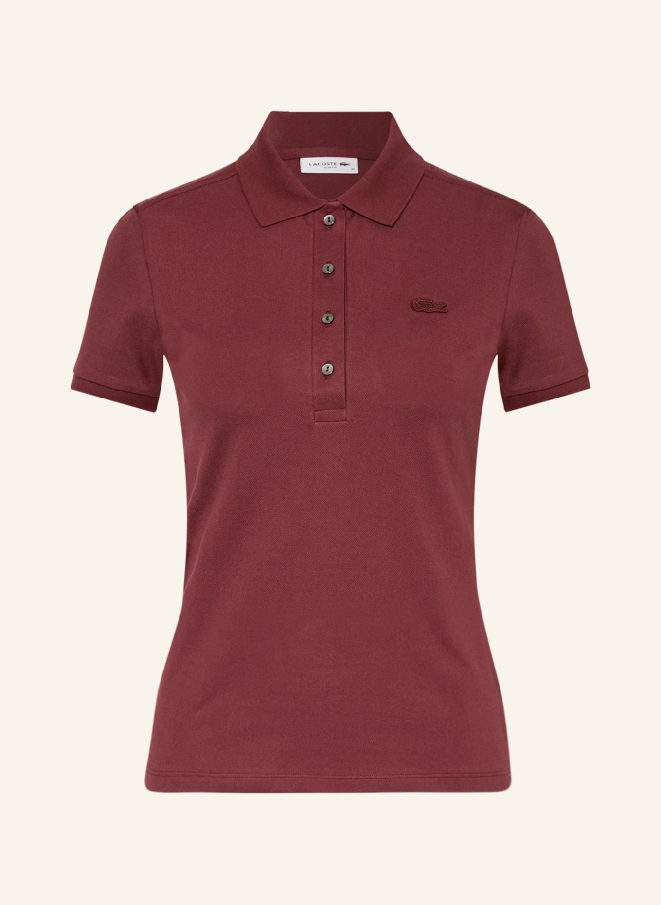 LACOSTE Piqué-Poloshirt: DUNKELROT