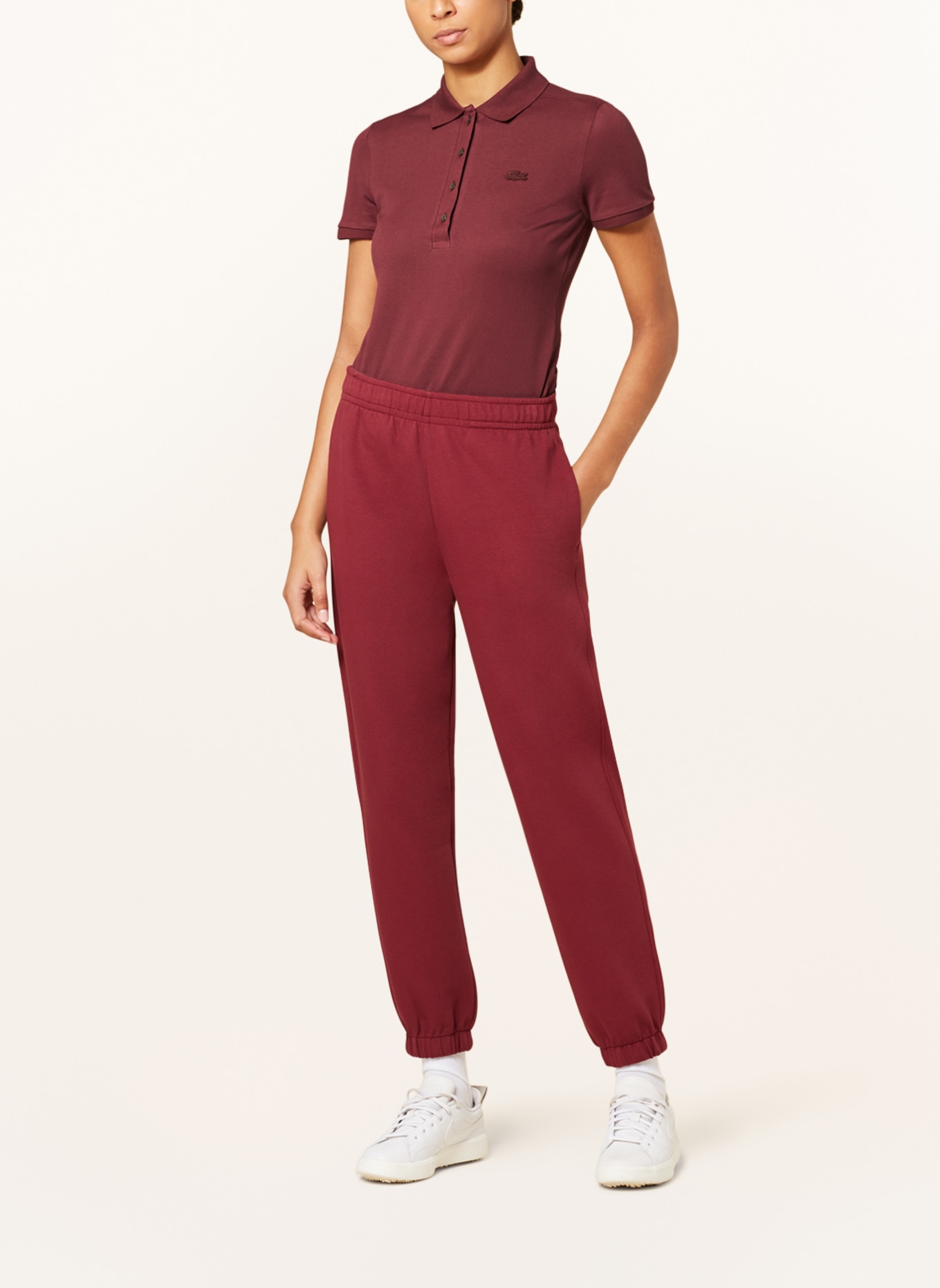 LACOSTE Piqué-Poloshirt: DUNKELROT