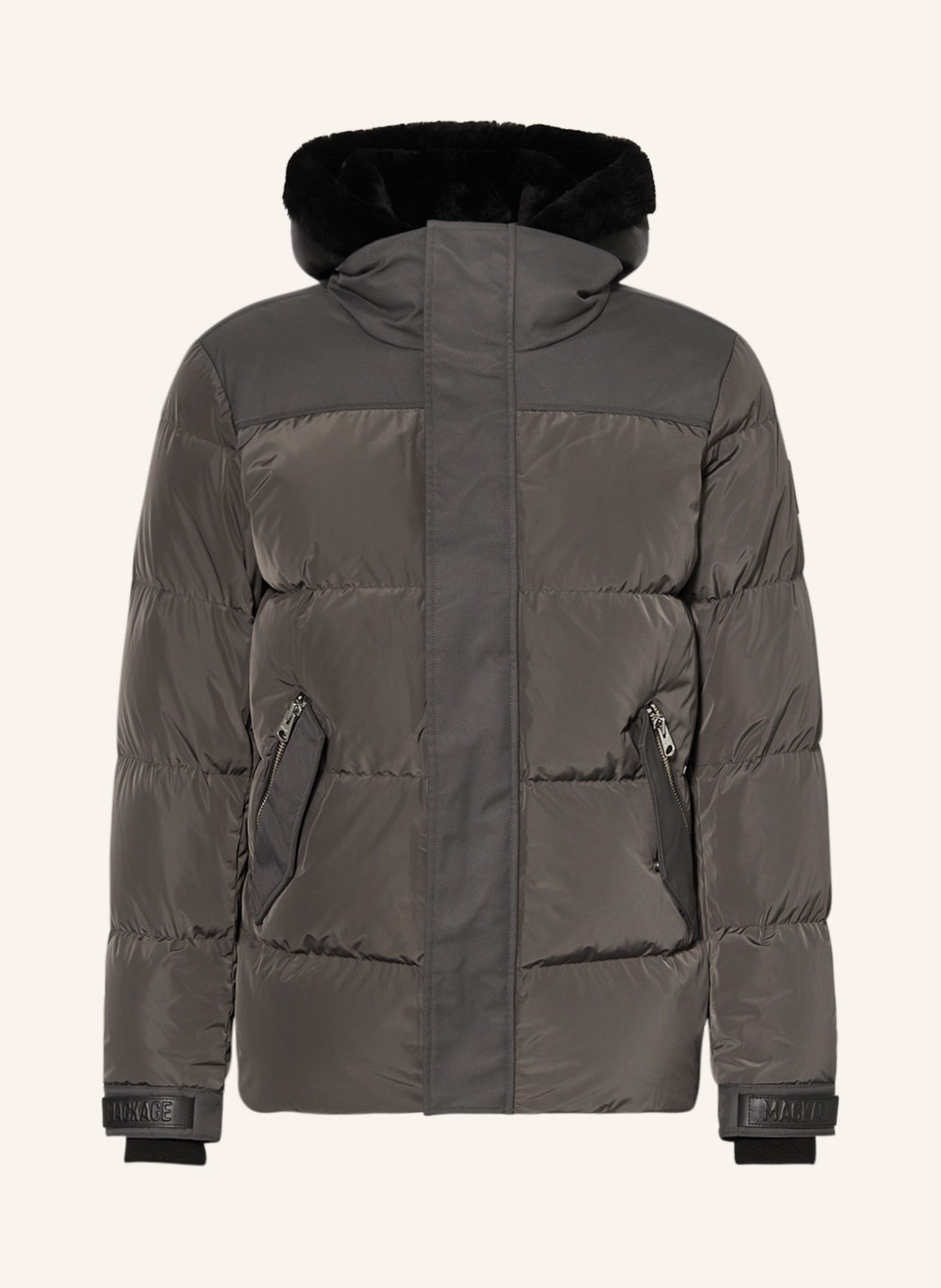 Mackage Down jacket RILEY with sheepskin trim , Color: DARK GRAY (Image 1)