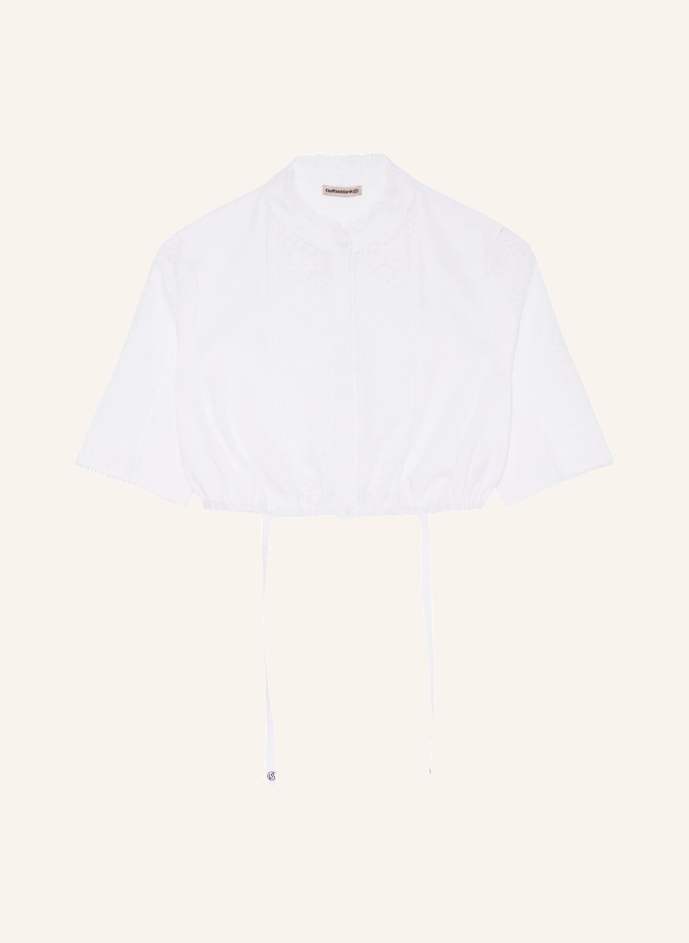 Gottseidank Dirndl blouse CALLA with linen and lace trim, Color: WHITE (Image 1)