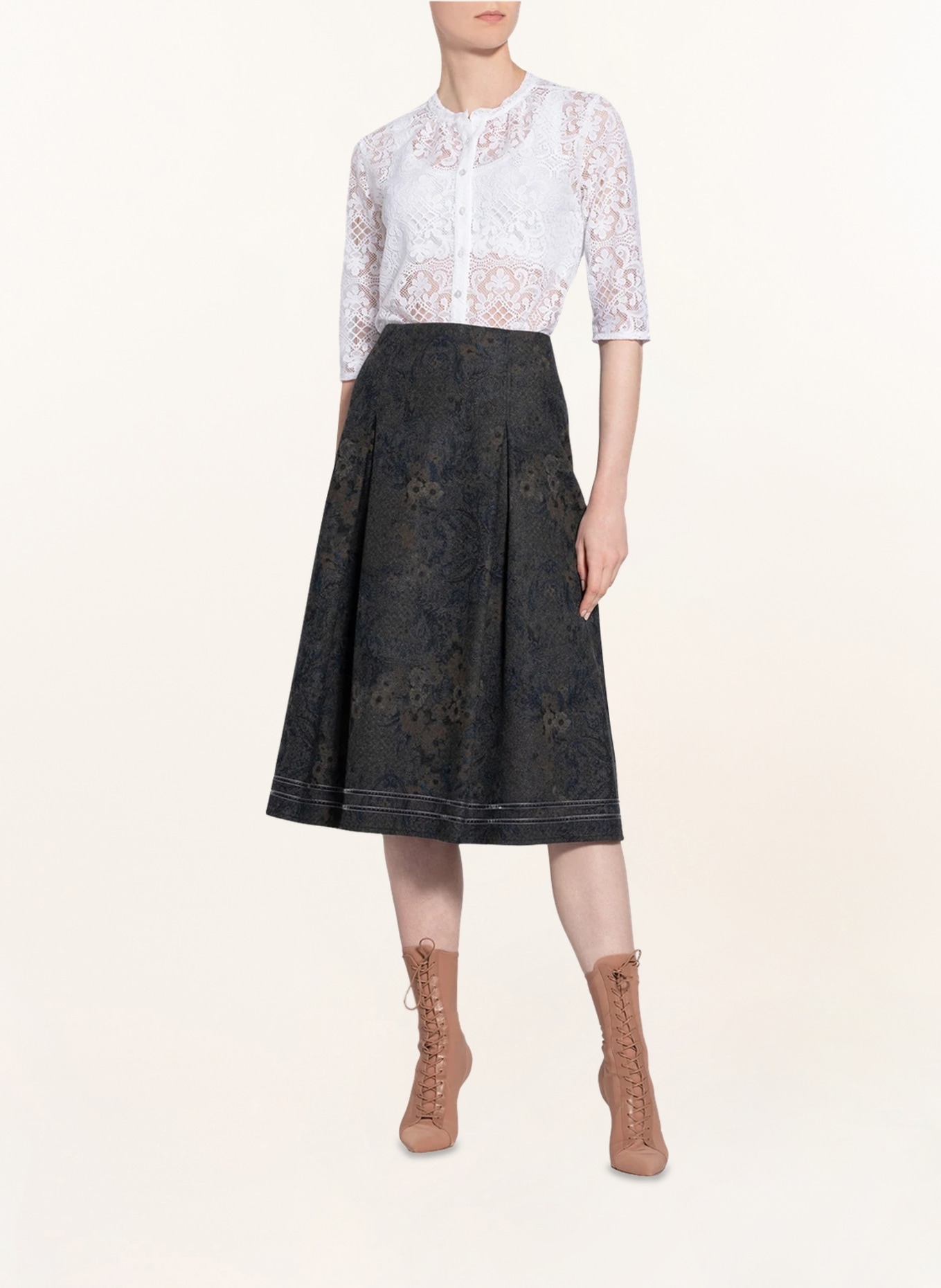 BERWIN & WOLFF Trachten blouse with 3/4 sleeves in lace, Color: WHITE (Image 4)