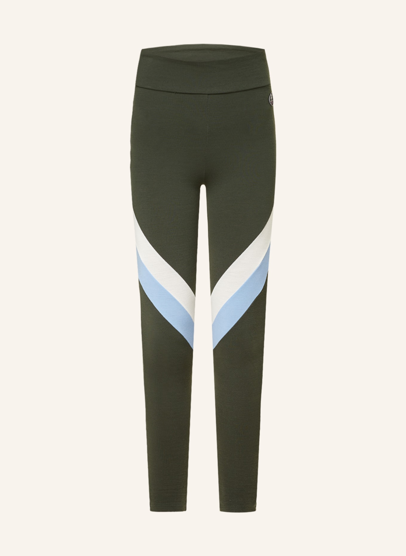 WE NORWEGIANS Funkční spodní kalhoty VOSS COLBLOCK z merino vlny, Barva: OLIVOVÁ/ BÍLÁ/ TMAVĚ MODRÁ (Obrázek 1)