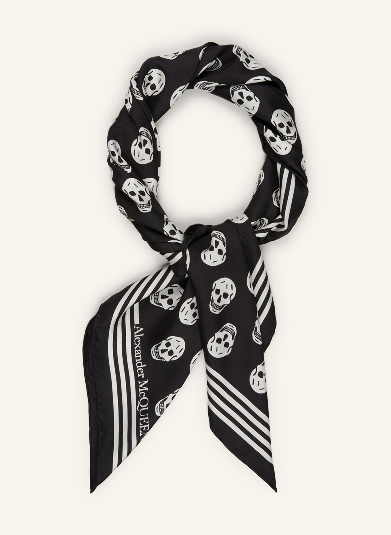 Alexander McQUEEN Silk scarf, Color: BLACK/ ECRU (Image 2)