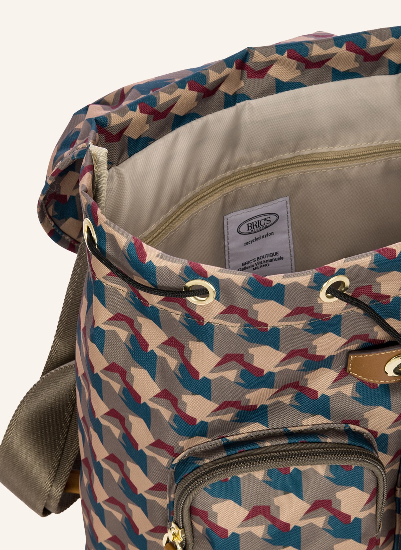 BRIC S Rucksack X COLLECTION in hellbraun dunkelrot petrol