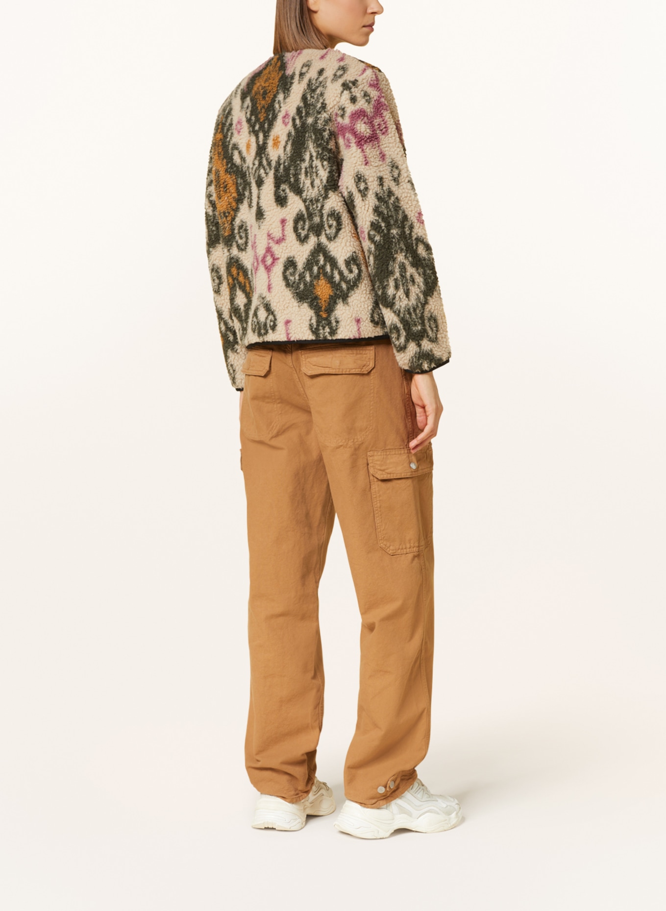 carhartt WIP Teddy jacket JANET LINER , Color: DARK GREEN/ CREAM/ ORANGE (Image 3)