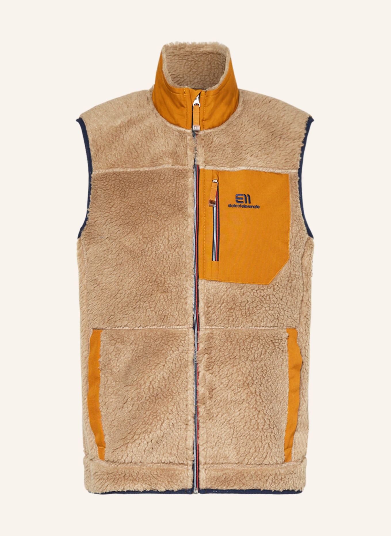 state of elevenate Fleece vest GLACIER, Color: BEIGE/ CAMEL/ RED (Image 1)