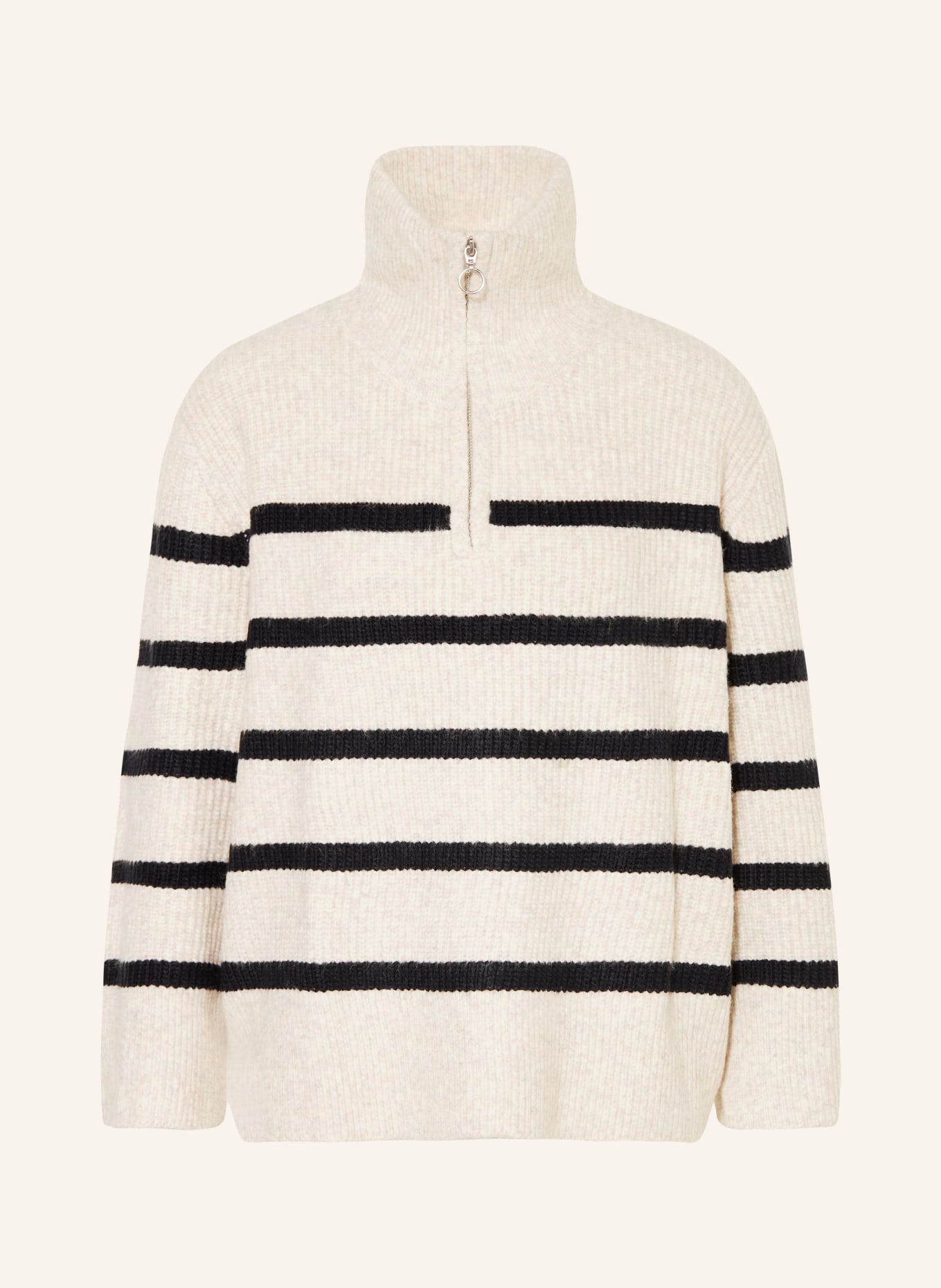 NEO NOIR Half-zip sweater, Color: BLACK/ CREAM (Image 1)