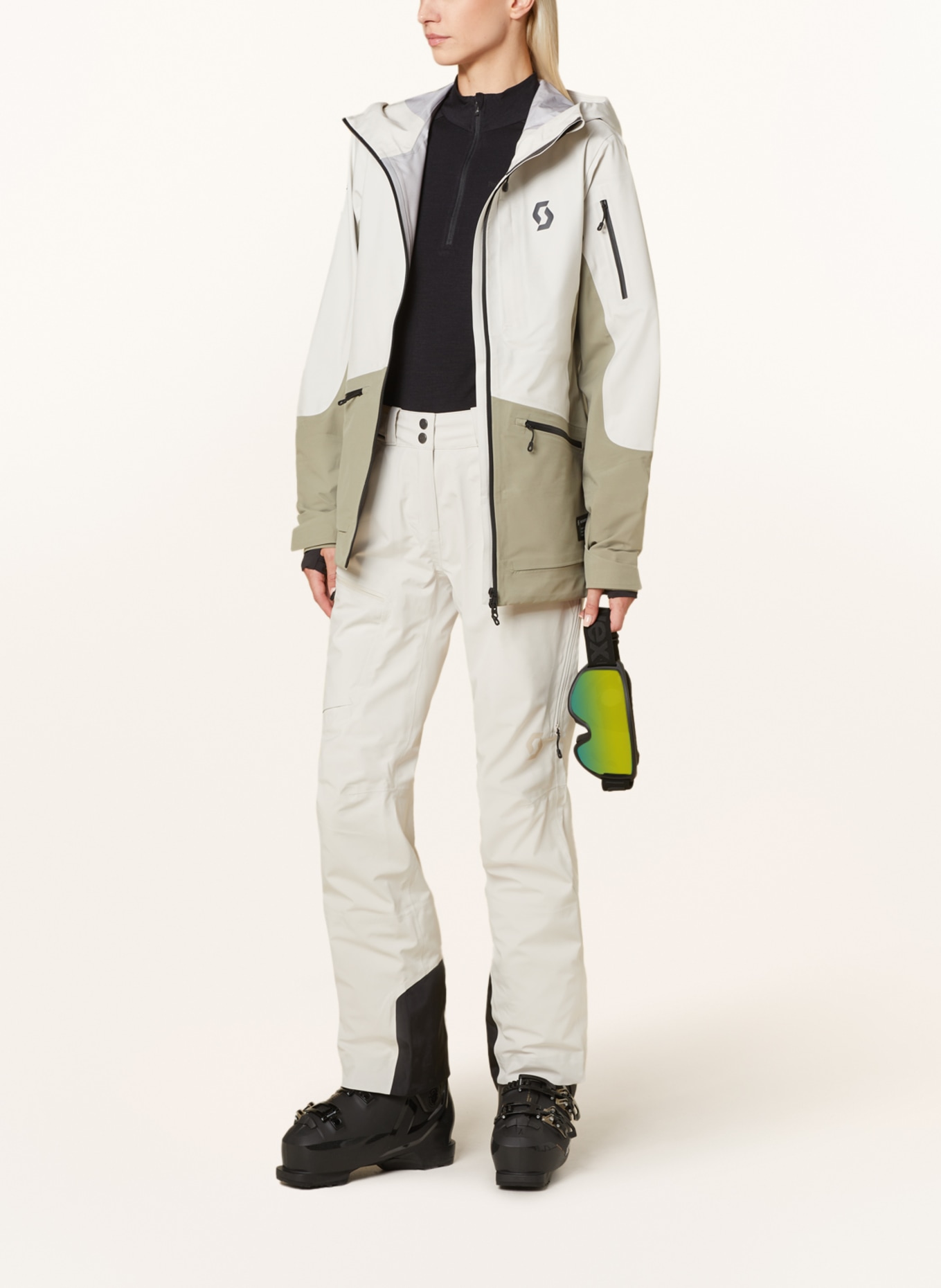 SCOTT Hardshell ski jacket VERTIC 3L, Color: CREAM/ OLIVE (Image 2)