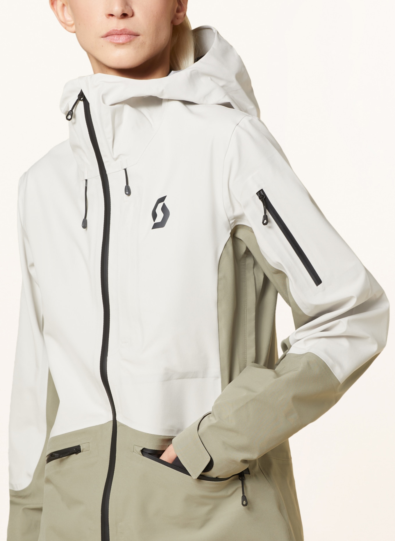 SCOTT Hardshell ski jacket VERTIC 3L, Color: CREAM/ OLIVE (Image 5)