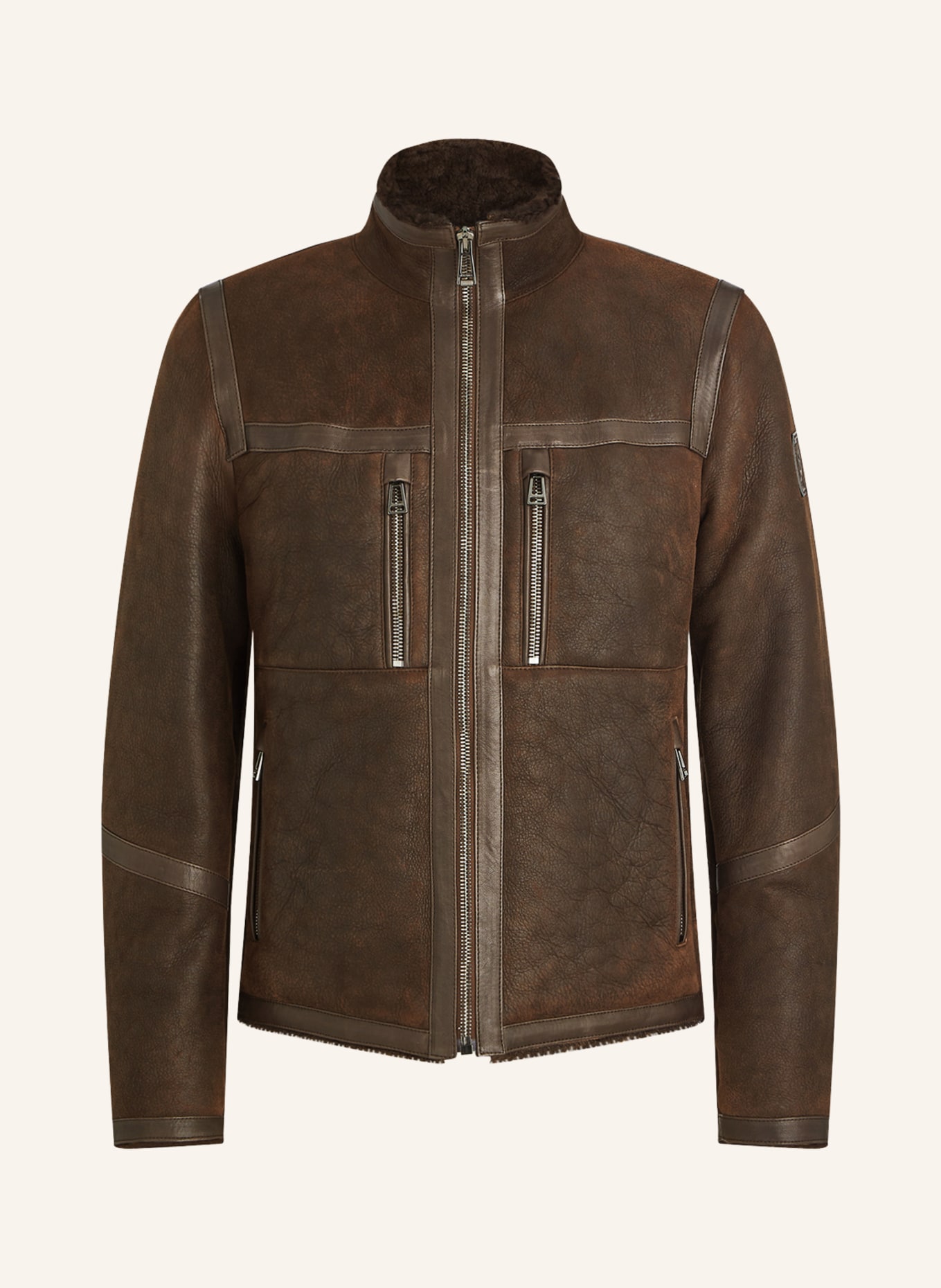 BELSTAFF Leather jacket TUNDRA with lambskin, Color: EARTH BROWN/EBONY EARTH BROWN/EBONY(Image null)