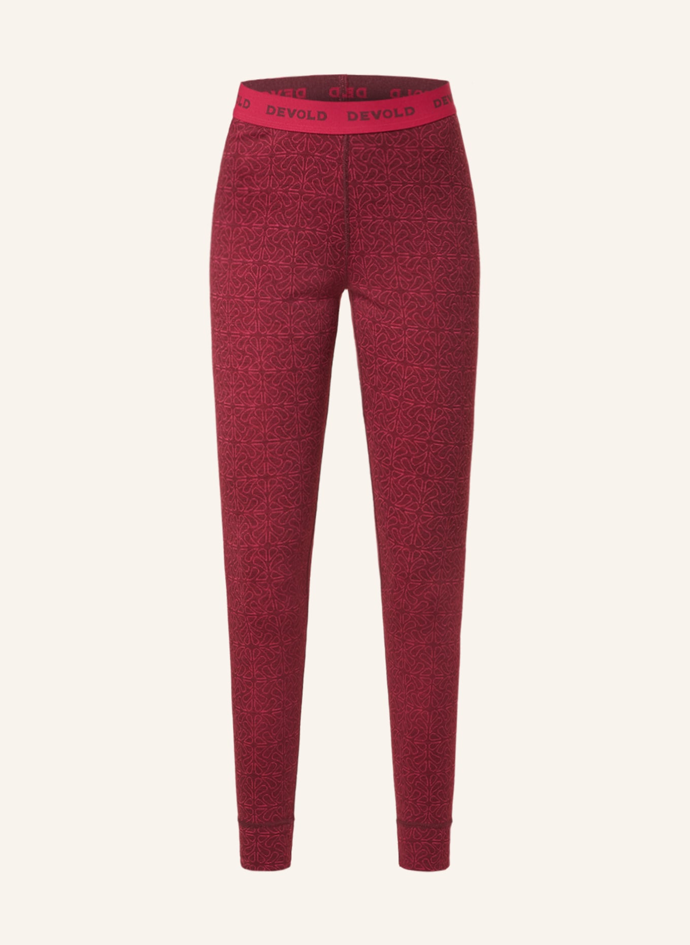 DEVOLD Functional underwear trousers DUO ACTIVE in merino wool , Color: DARK RED/ PINK (Image 1)