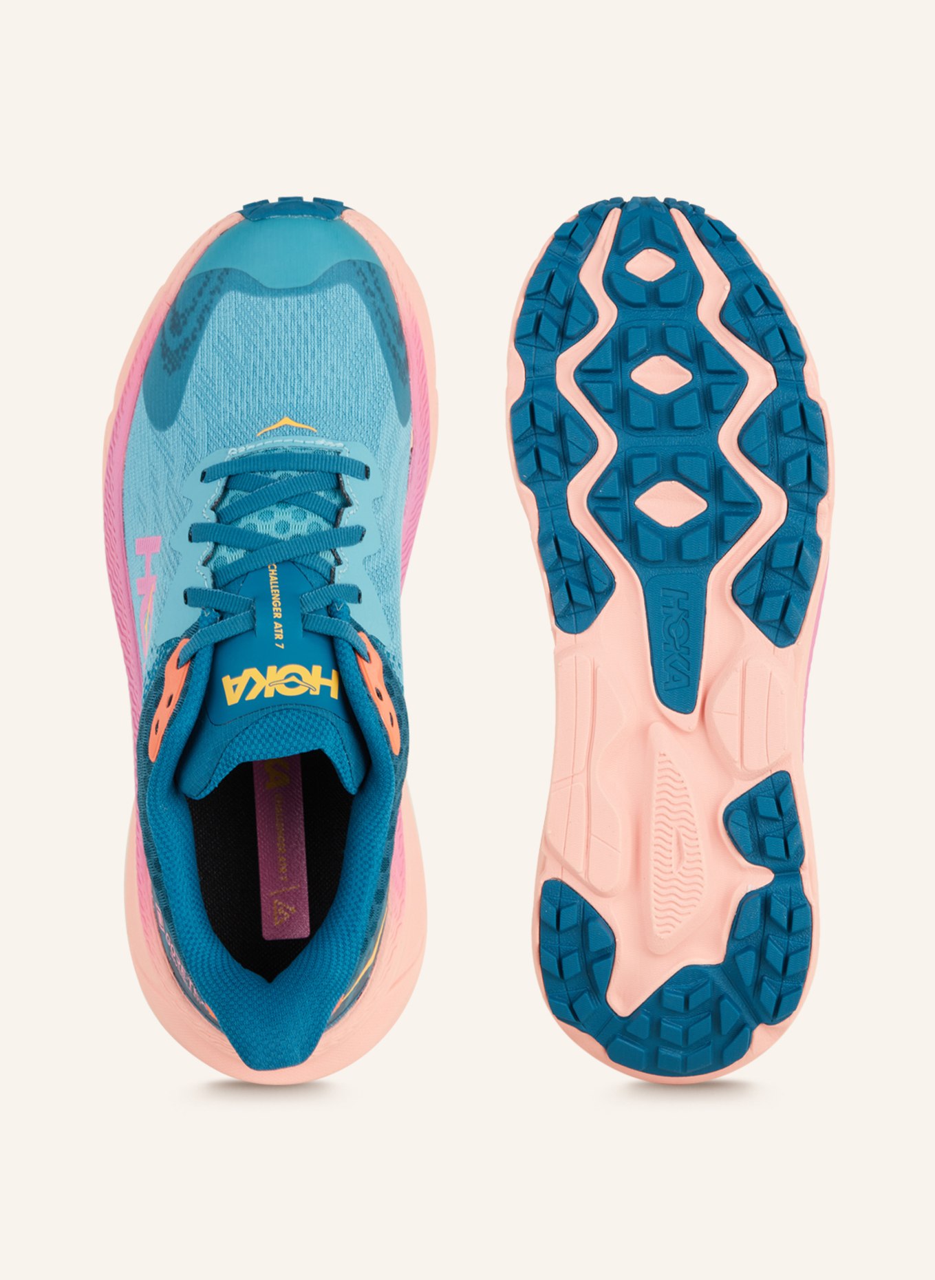 HOKA Trailrunning-Schuhe CHALLENGER 7 GTX, Farbe: PETROL/ PINK/ HELLORANGE (Bild 5)