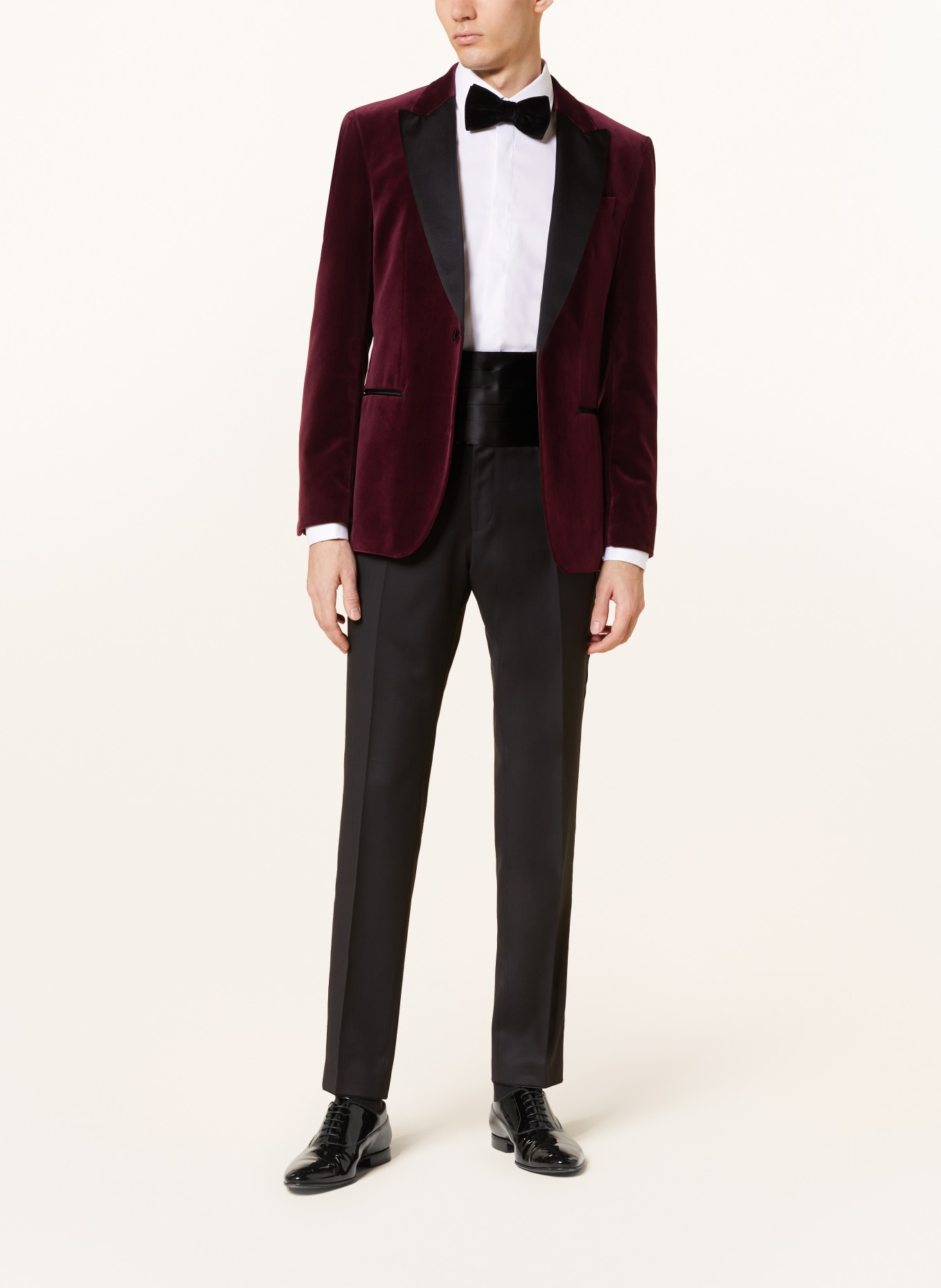 BOSS Smoking-Sakko HUTSON Slim Fit: DUNKELROT / SCHWARZ