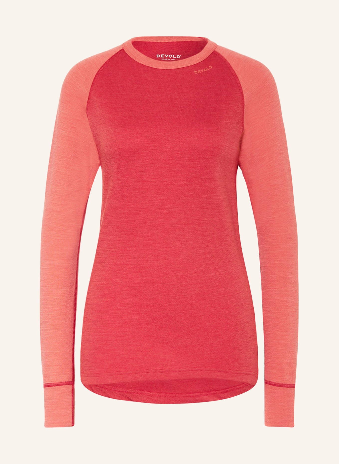 DEVOLD Functional underwear shirt EXPEDITION made of merino wool, Color: RED/ SALMON (Image 1)