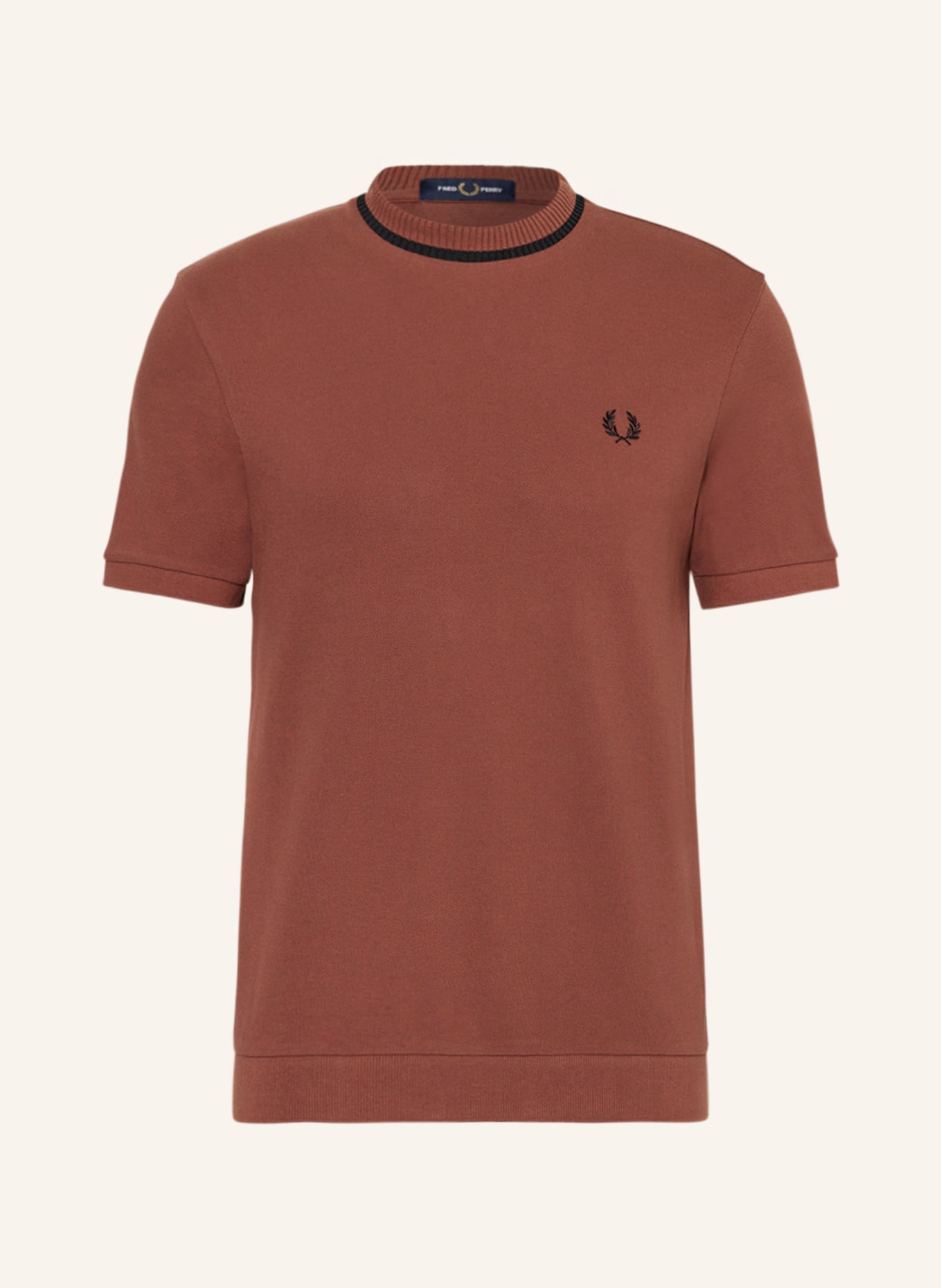 FRED PERRY Piqué T-shirt, Color: BROWN (Image 1)