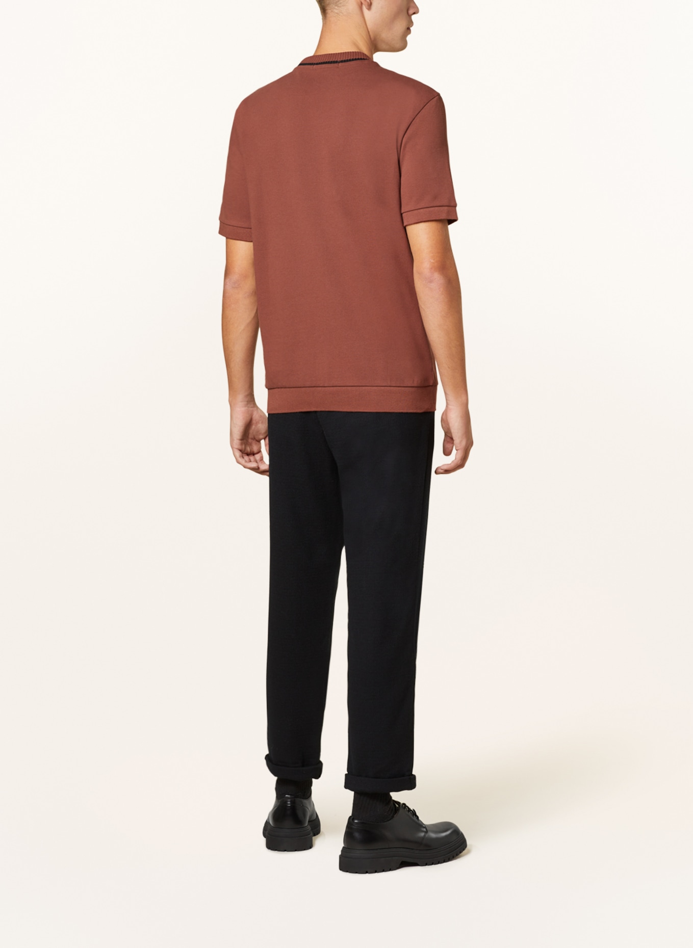 FRED PERRY Piqué T-shirt, Color: BROWN (Image 3)