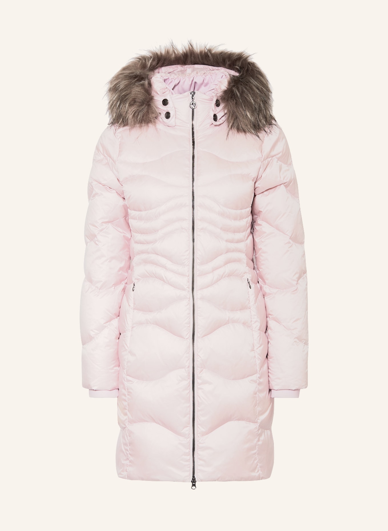 SPORTALM Down coat with detachable hood and faux fur, Color: LIGHT PINK (Image 1)