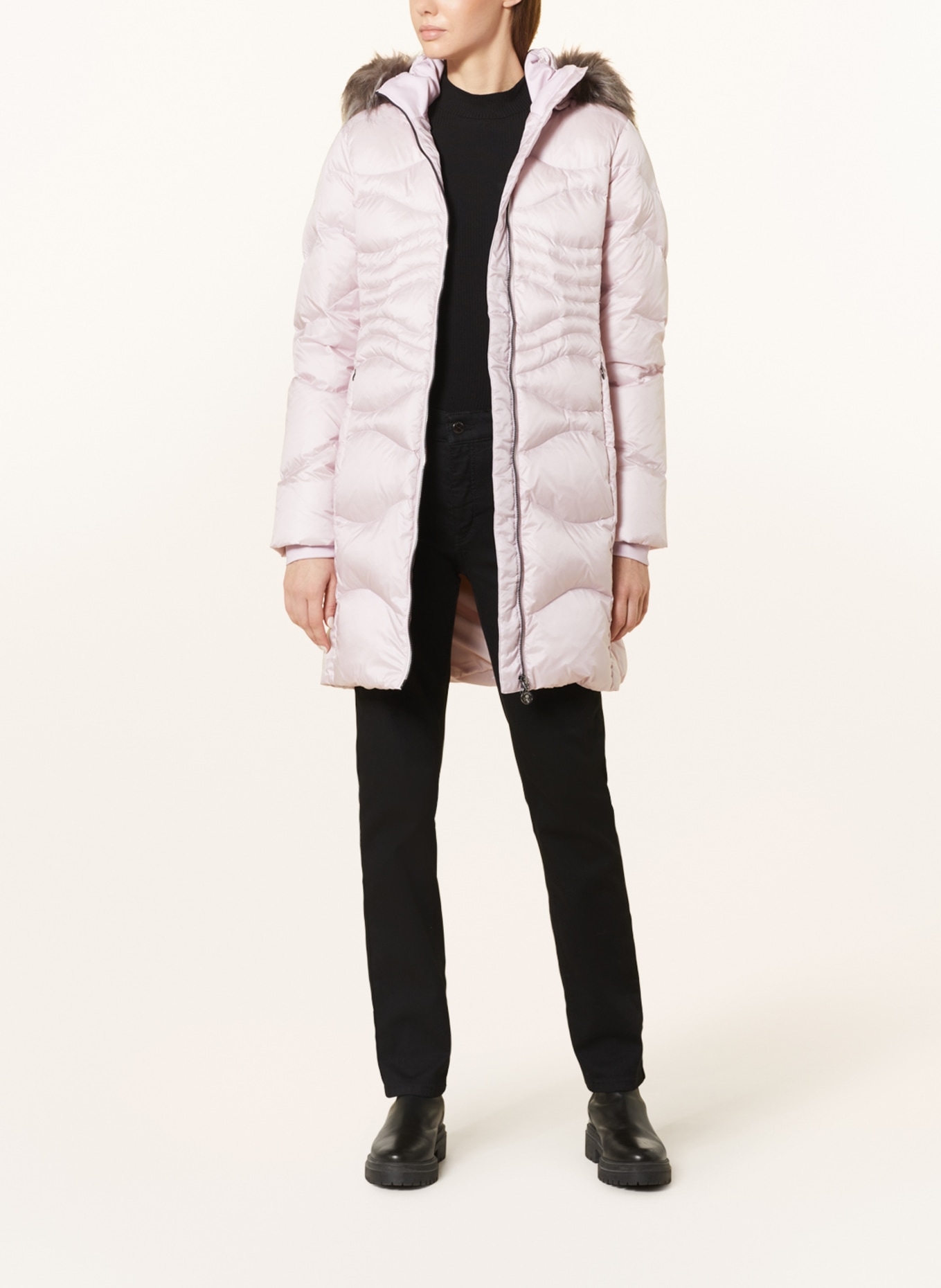 SPORTALM Down coat with detachable hood and faux fur, Color: LIGHT PINK (Image 2)
