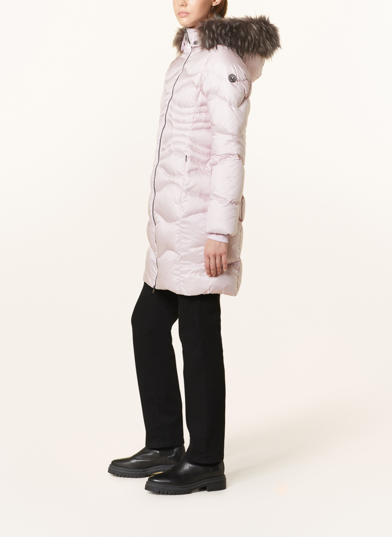 SPORTALM Down coat with detachable hood and faux fur, Color: LIGHT PINK (Image 4)