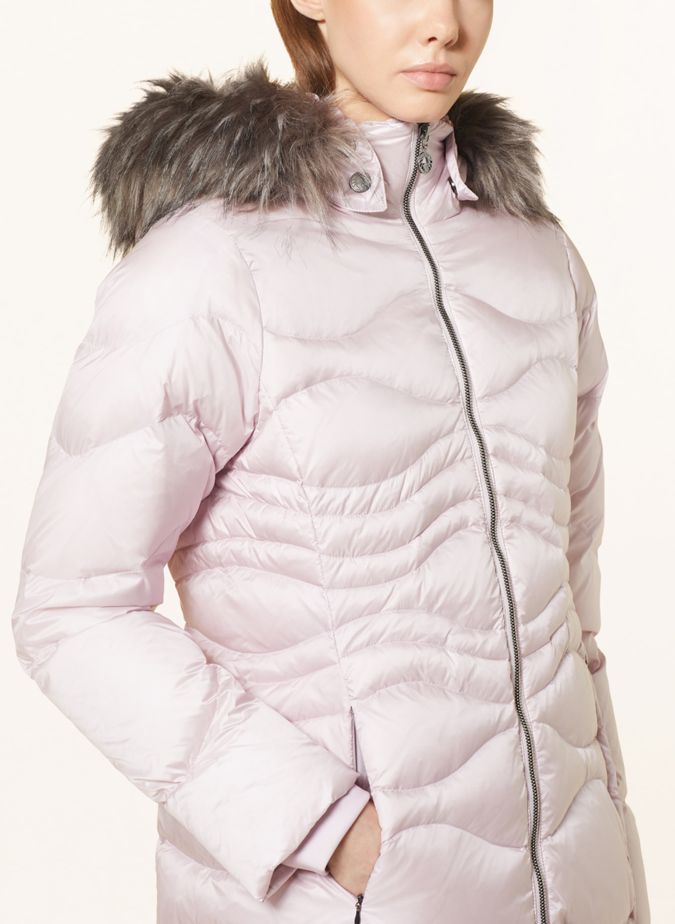 SPORTALM Down coat with detachable hood and faux fur, Color: LIGHT PINK (Image 5)