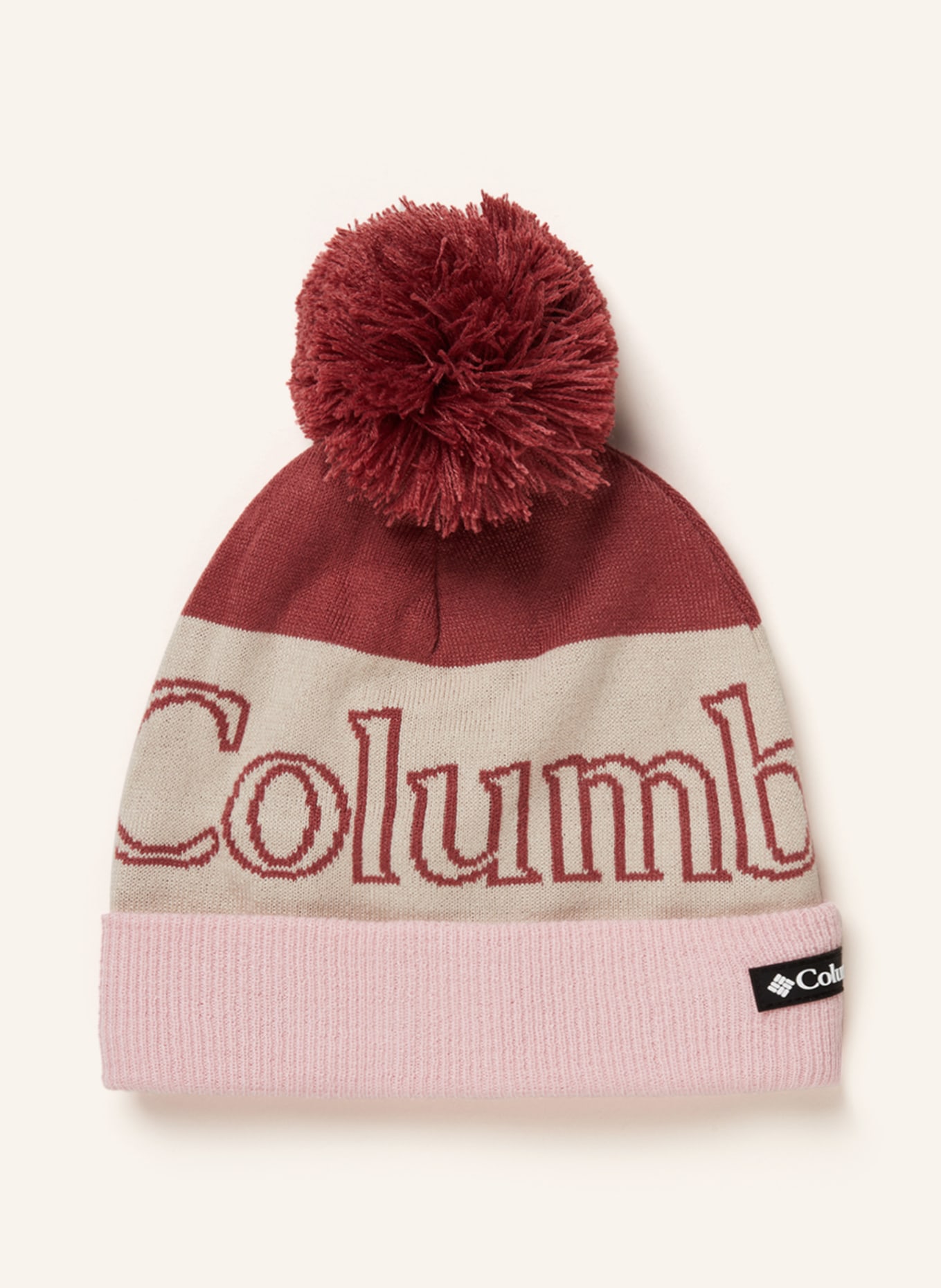 Columbia Beanie, Color: BEIGE/ LIGHT PINK/ DARK RED (Image 1)