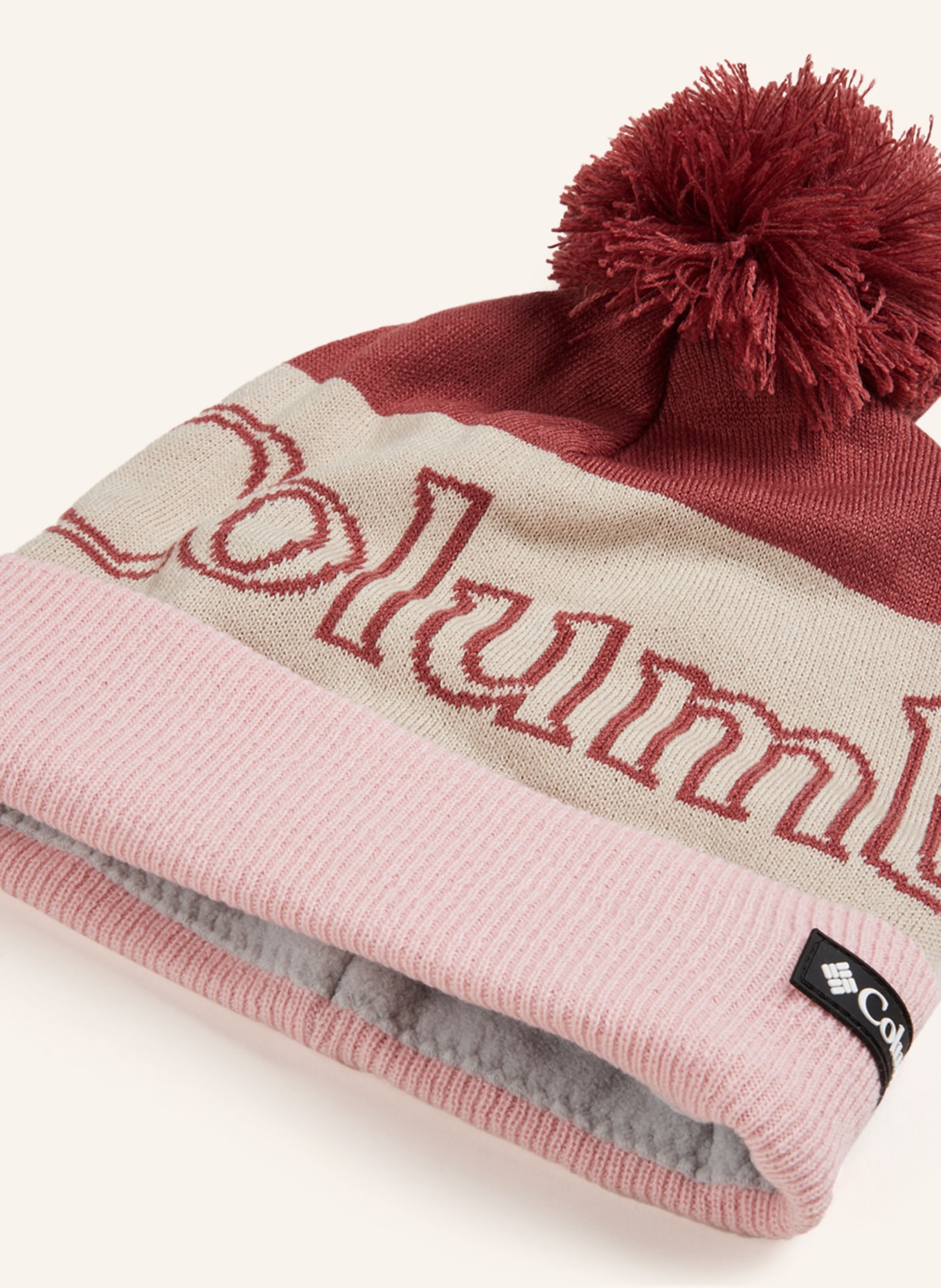 Columbia Beanie, Color: BEIGE/ LIGHT PINK/ DARK RED (Image 2)