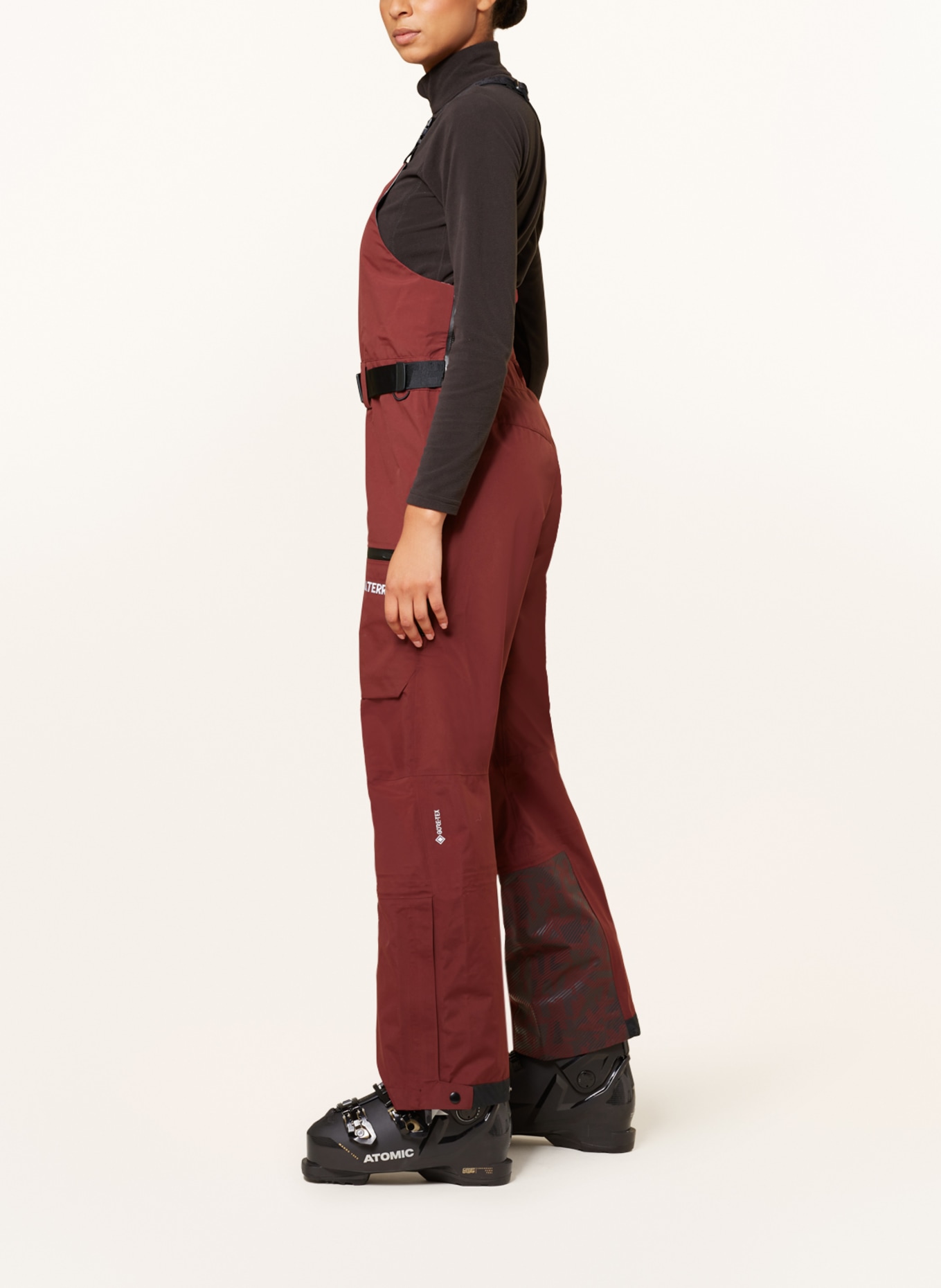 adidas Spodnie narciarskie TERREX TECHROCK 3L GORE-TEX BIB, Kolor: CIEMNOCZERWONY (Obrazek 4)