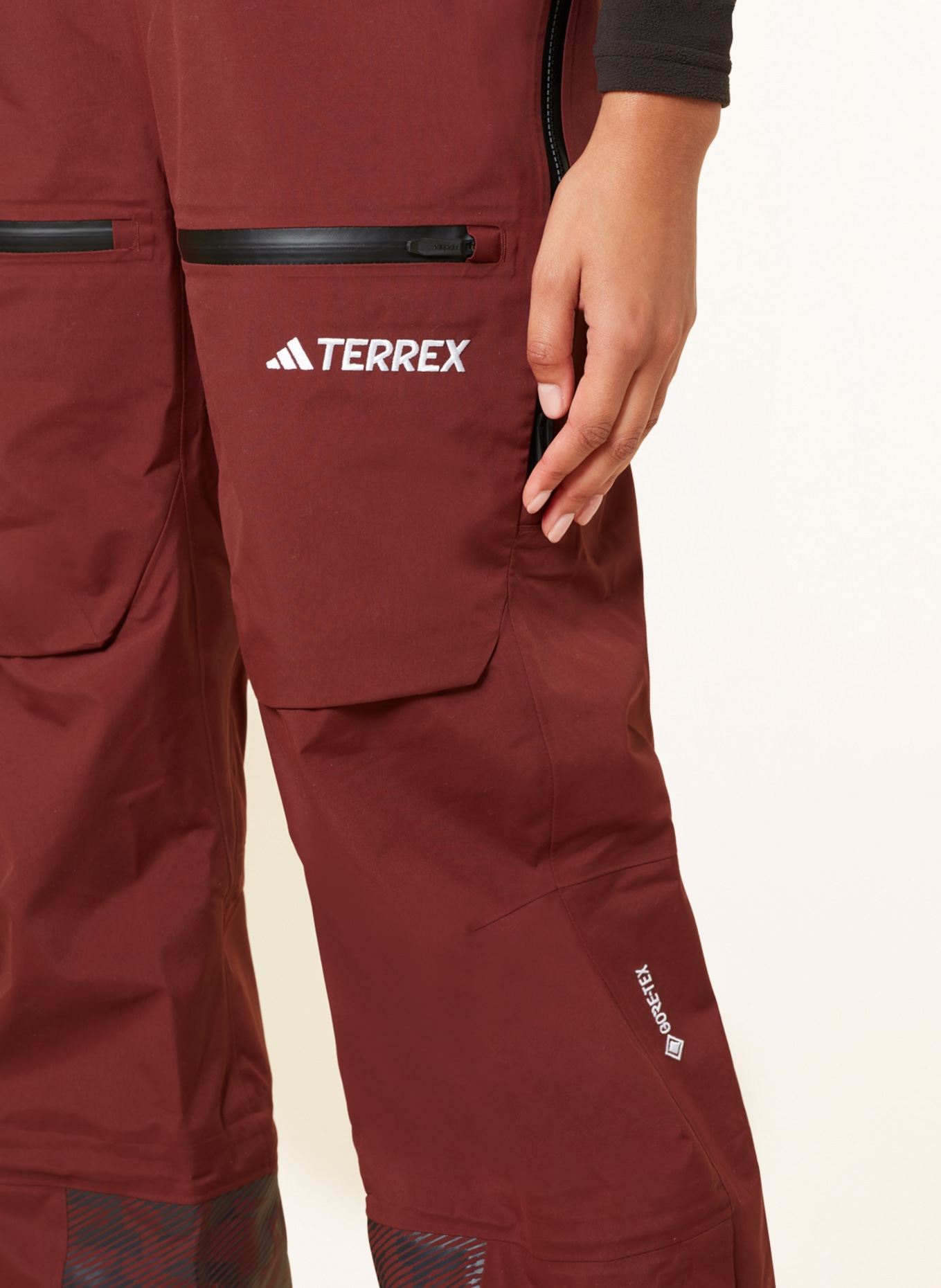 adidas Lyžařské kalhoty TERREX TECHROCK 3L GORE-TEX BIB, Barva: TMAVĚ ČERVENÁ (Obrázek 5)