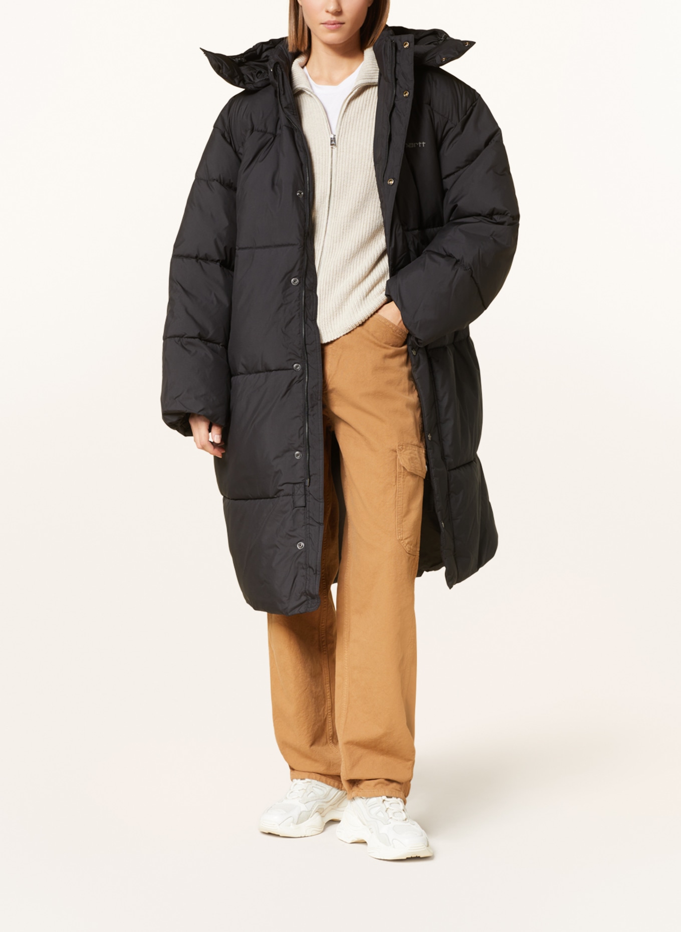 carhartt WIP Oversized quilted coat KILLINGTON with removable hood, Color: BLACK (Image 2)