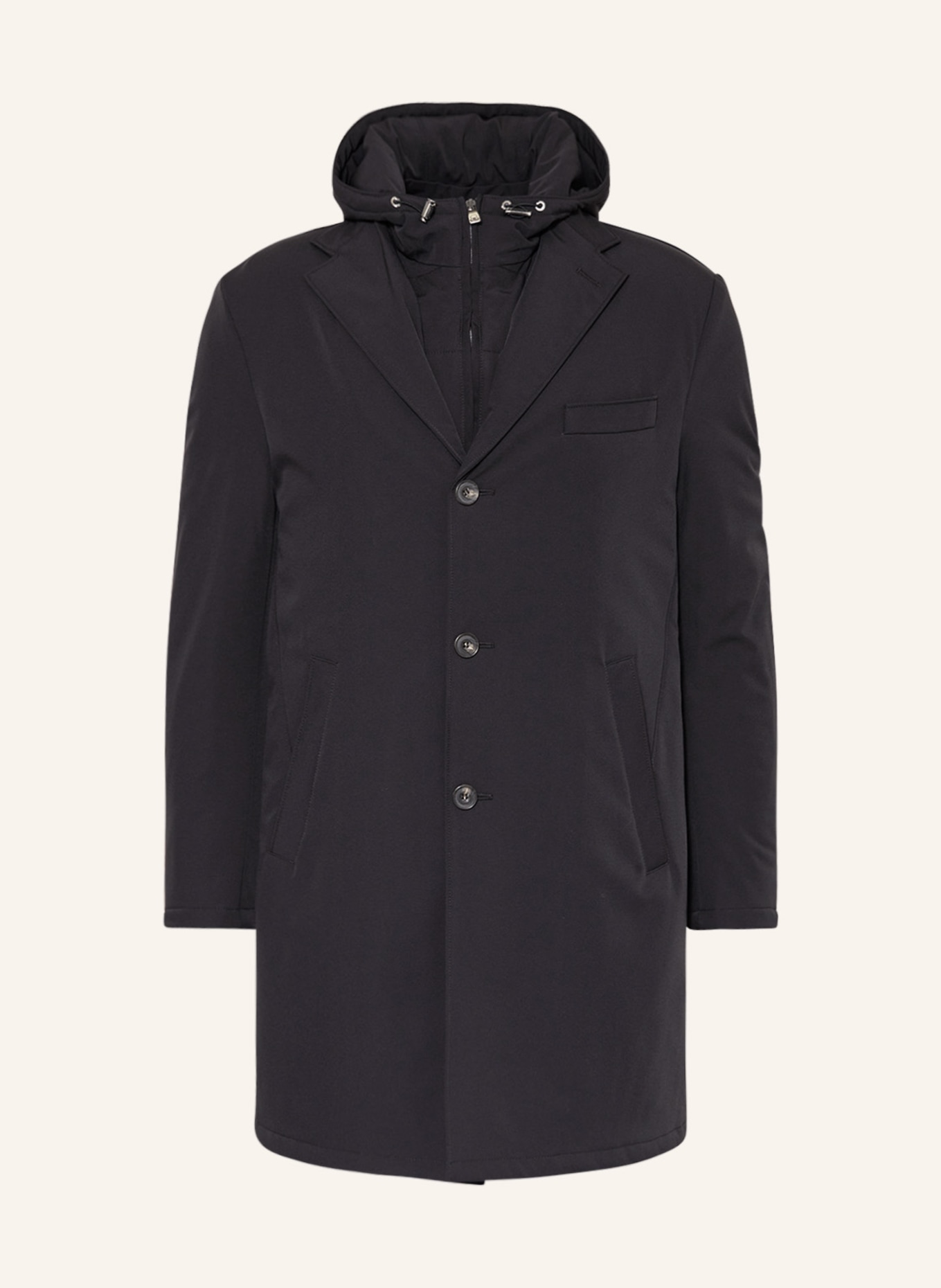 CORNELIANI Wool coat with removable trim, Color: BLACK (Image 1)