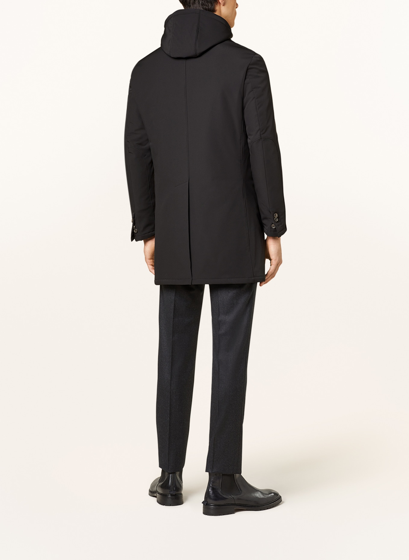 CORNELIANI Wool coat with removable trim, Color: BLACK (Image 3)