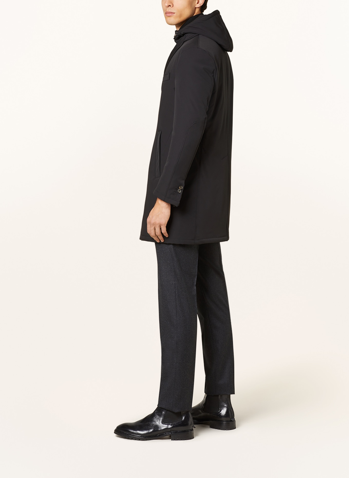 CORNELIANI Wool coat with removable trim, Color: BLACK (Image 4)