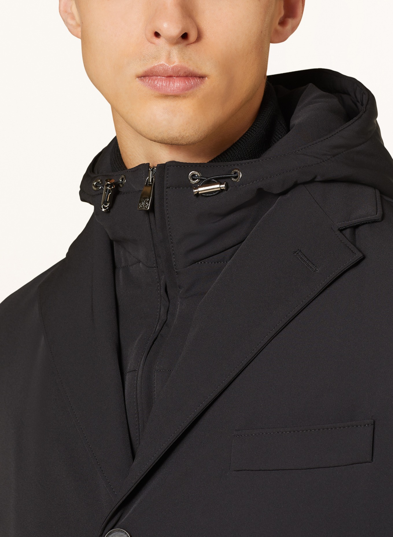 CORNELIANI Wool coat with removable trim, Color: BLACK (Image 5)