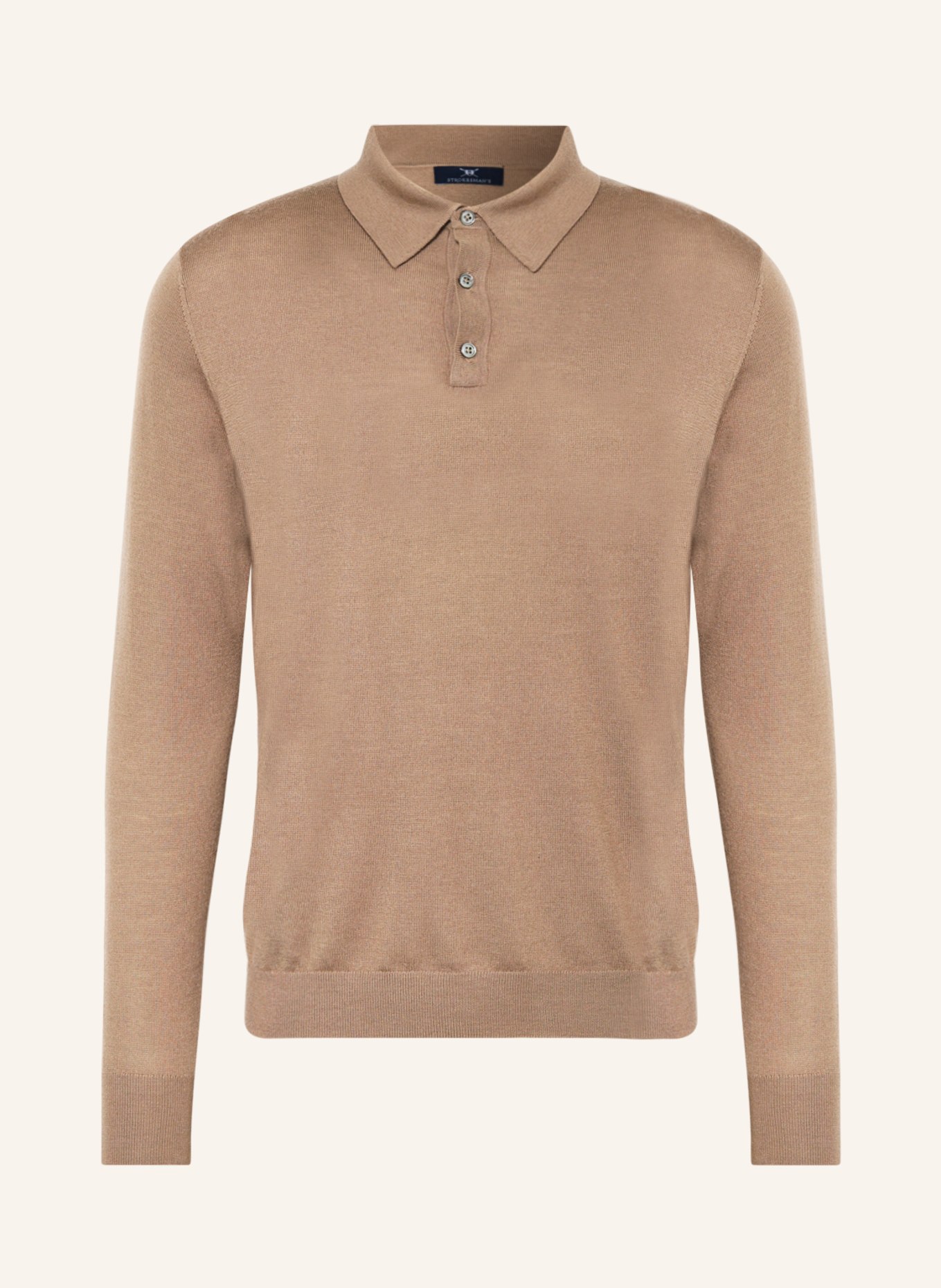 STROKESMAN'S Knitted polo shirt made of merino wool, Color: TAUPE(Image null)