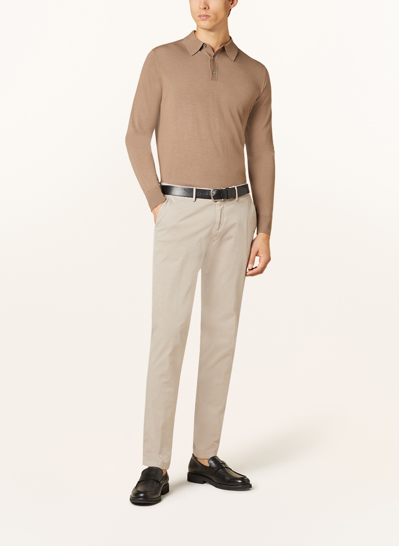 STROKESMAN'S Knitted polo shirt made of merino wool, Color: TAUPE (Image 2)
