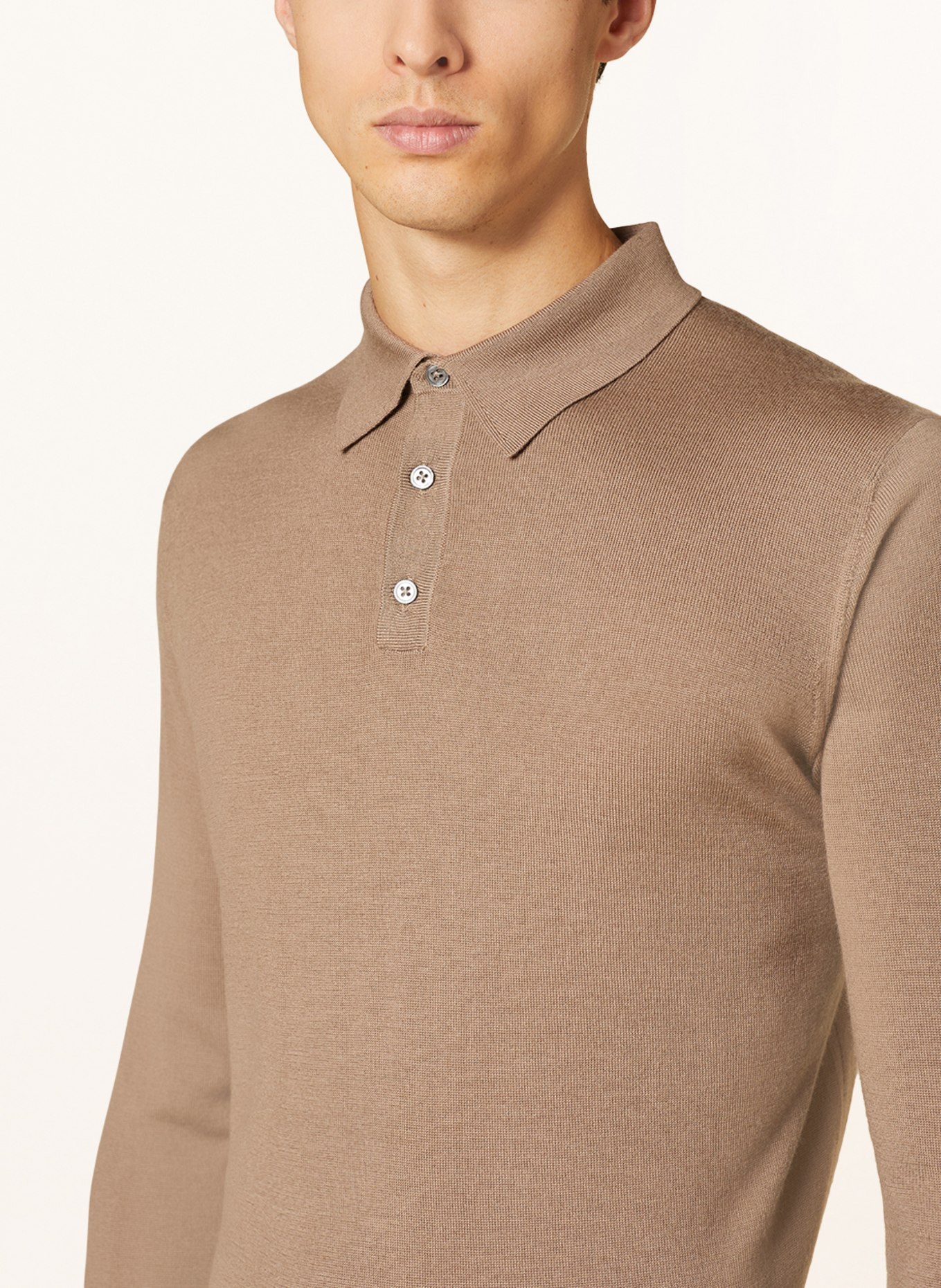 STROKESMAN'S Knitted polo shirt made of merino wool, Color: TAUPE (Image 4)