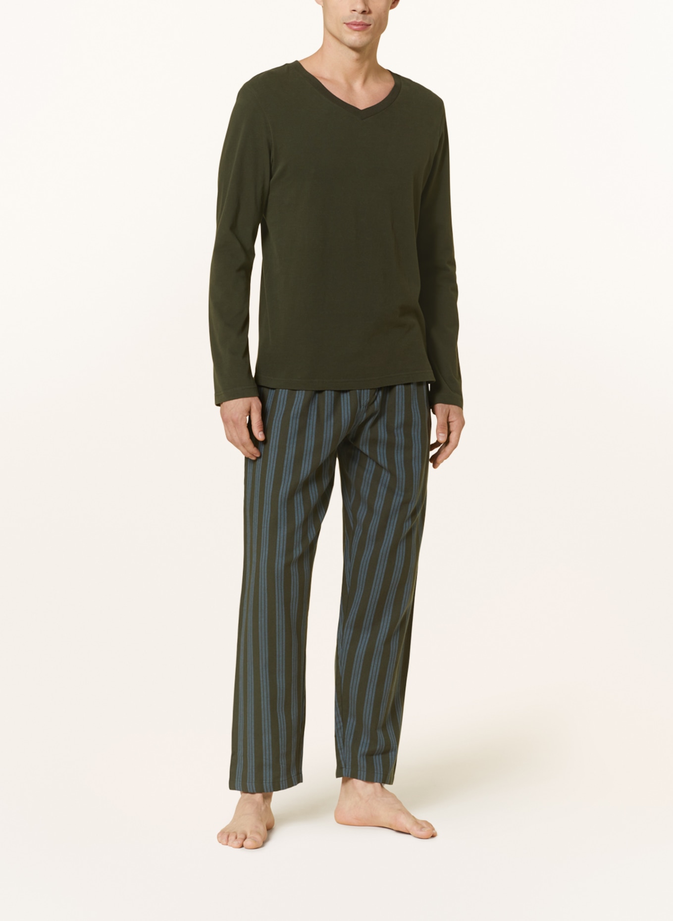 SCHIESSER Pajama shirt MIX+RELAX, Color: DARK GREEN (Image 2)