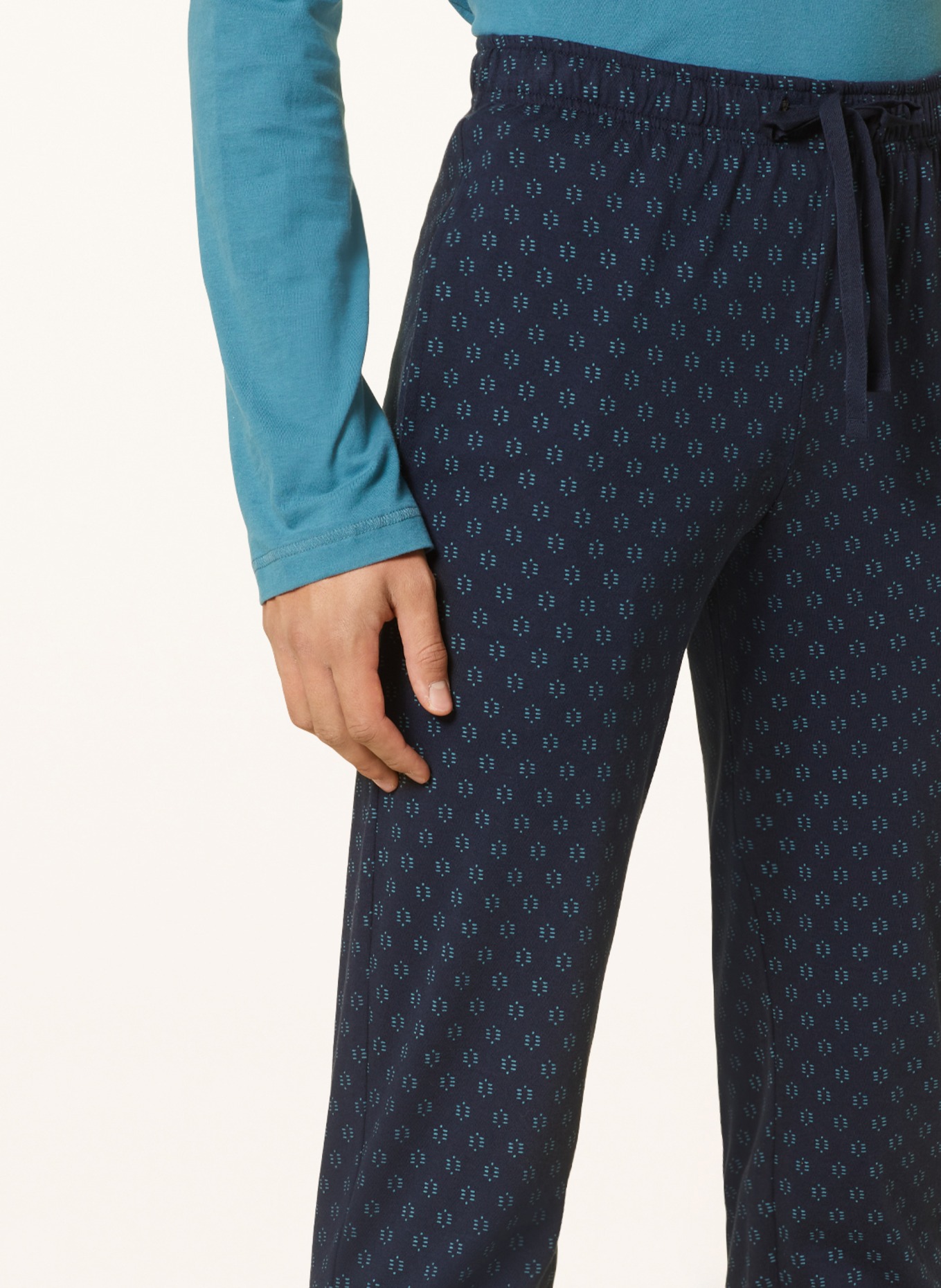 SCHIESSER Spodnie od piżamy MIX+RELAX, Kolor: GRANATOWY/ PETROL (Obrazek 5)