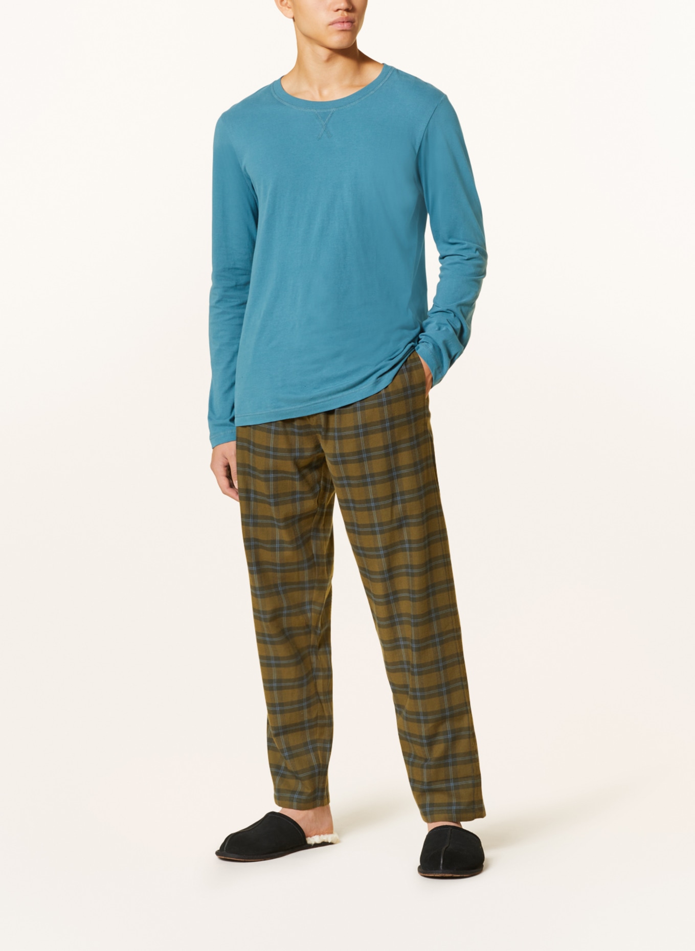 SCHIESSER Pajama pants MIX+RELAX, Color: OLIVE/ DARK GREEN/ LIGHT BLUE (Image 2)